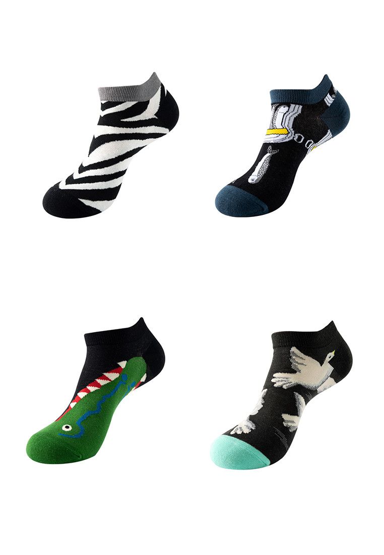 Other Set of 4 Pairs Animal Pattern Low Cut Socks (One Size) Size ONE SIZE - 1 Thumbnail