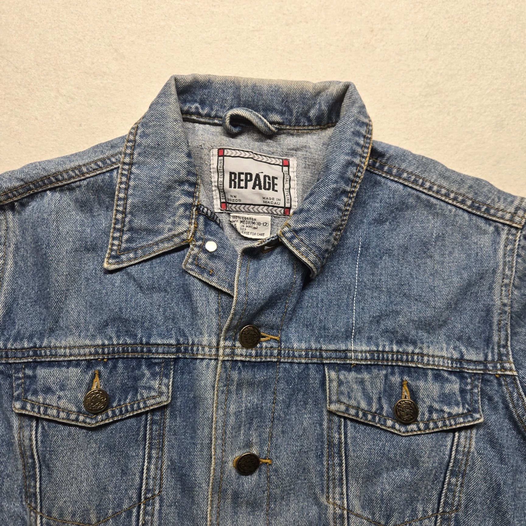 Denime VINTAGE Repage Denim Jean Jacket Crop Long Sleeve Adult Women's Size L Large Size L / US 10 / IT 46 - 2 Thumbnail