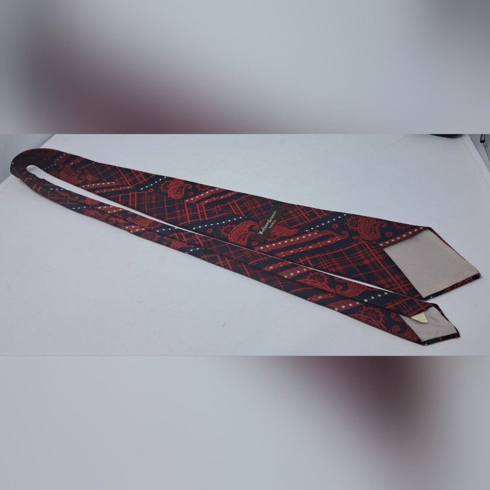 Yves Saint Laurent Yves Saint Laurent Vintage Neck Tie Tartain Plaid Paisley S Size ONE SIZE - 8 Thumbnail