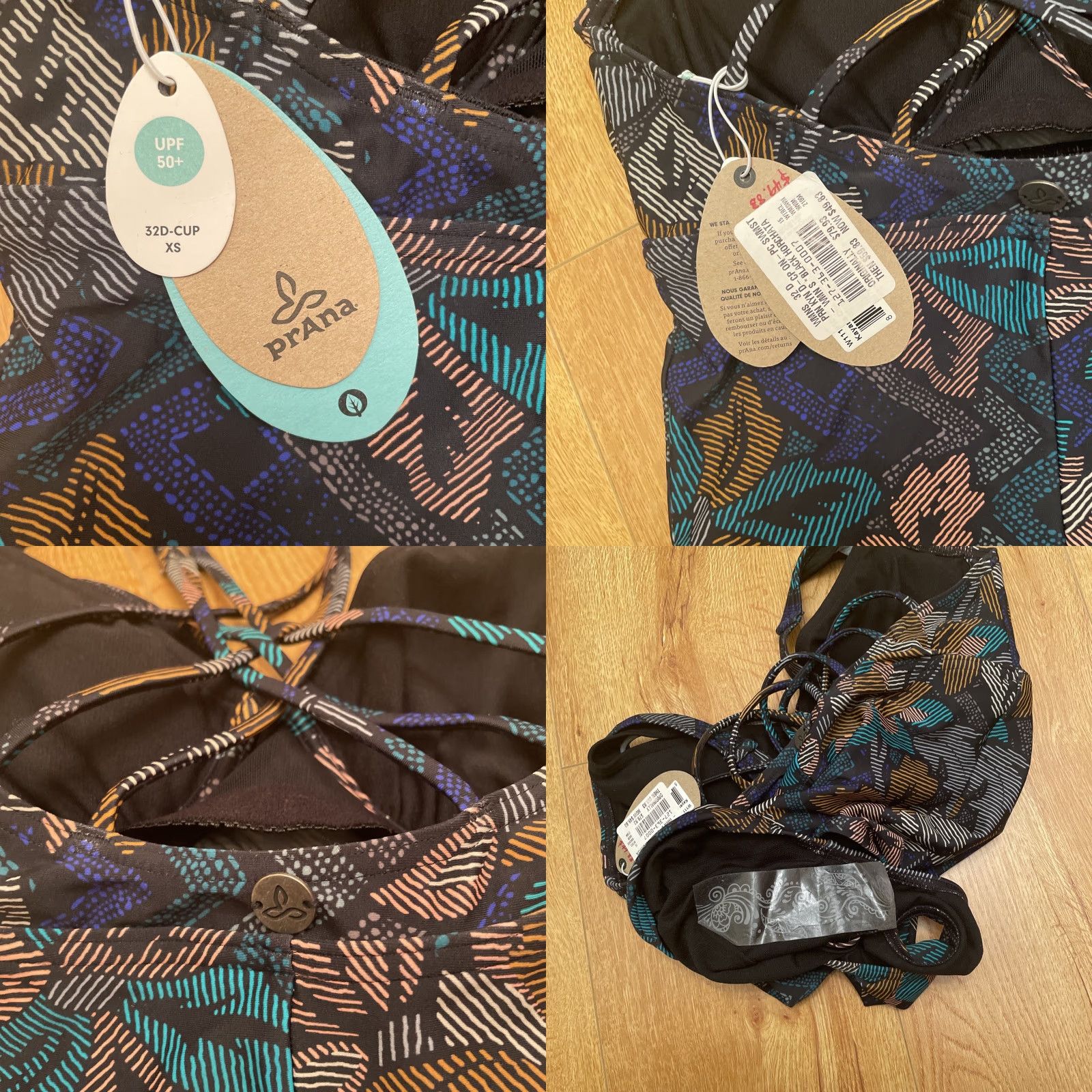 Prana Prana One Piece Swimsuit Women XS New Green Floral Bohemian NWT Strappy Size ONE SIZE - 8 Thumbnail