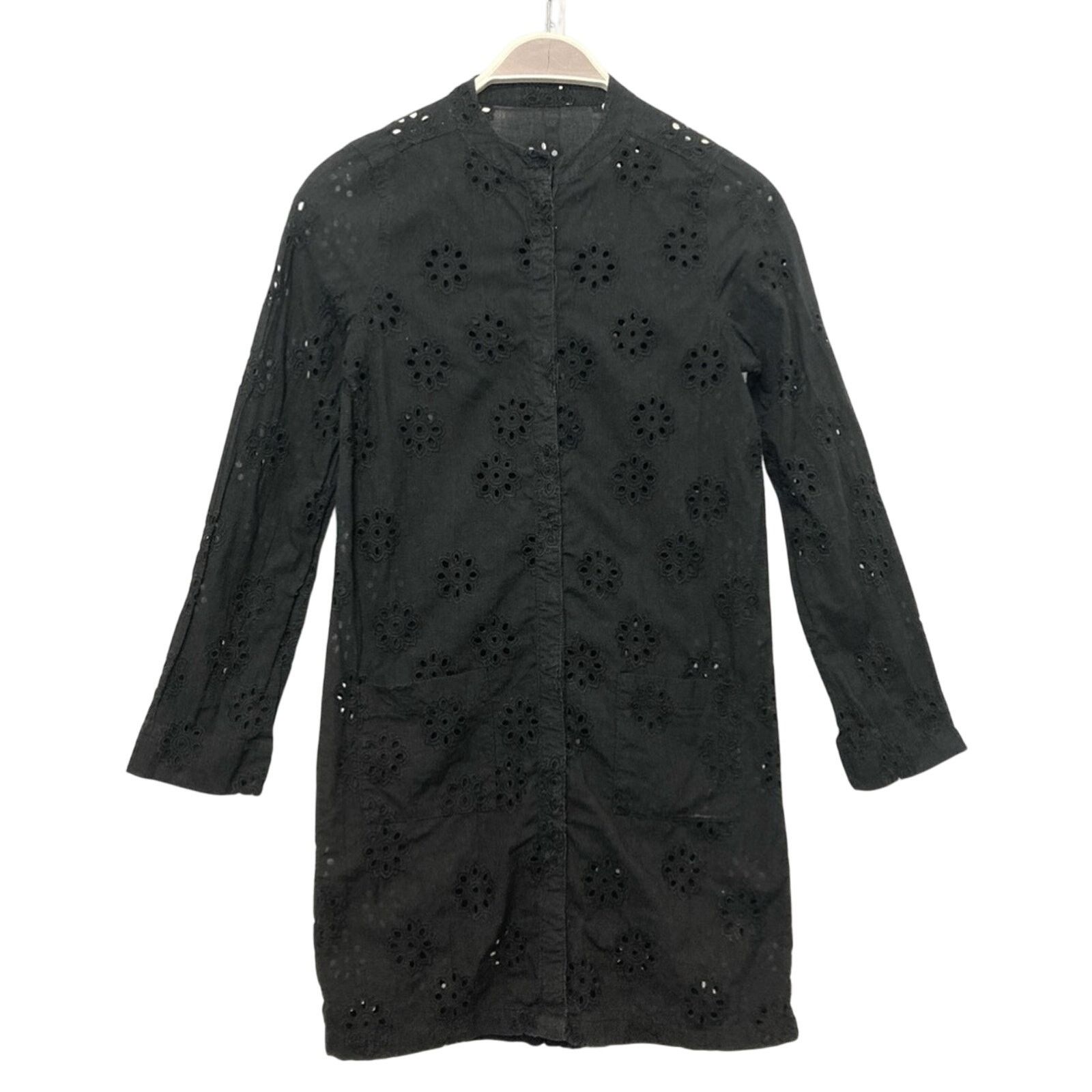 Vintage Vintage Black Eyelet Floral Long Sleeve Tunic Blouse Top Size S / US 4 / IT 40 - 1 Thumbnail
