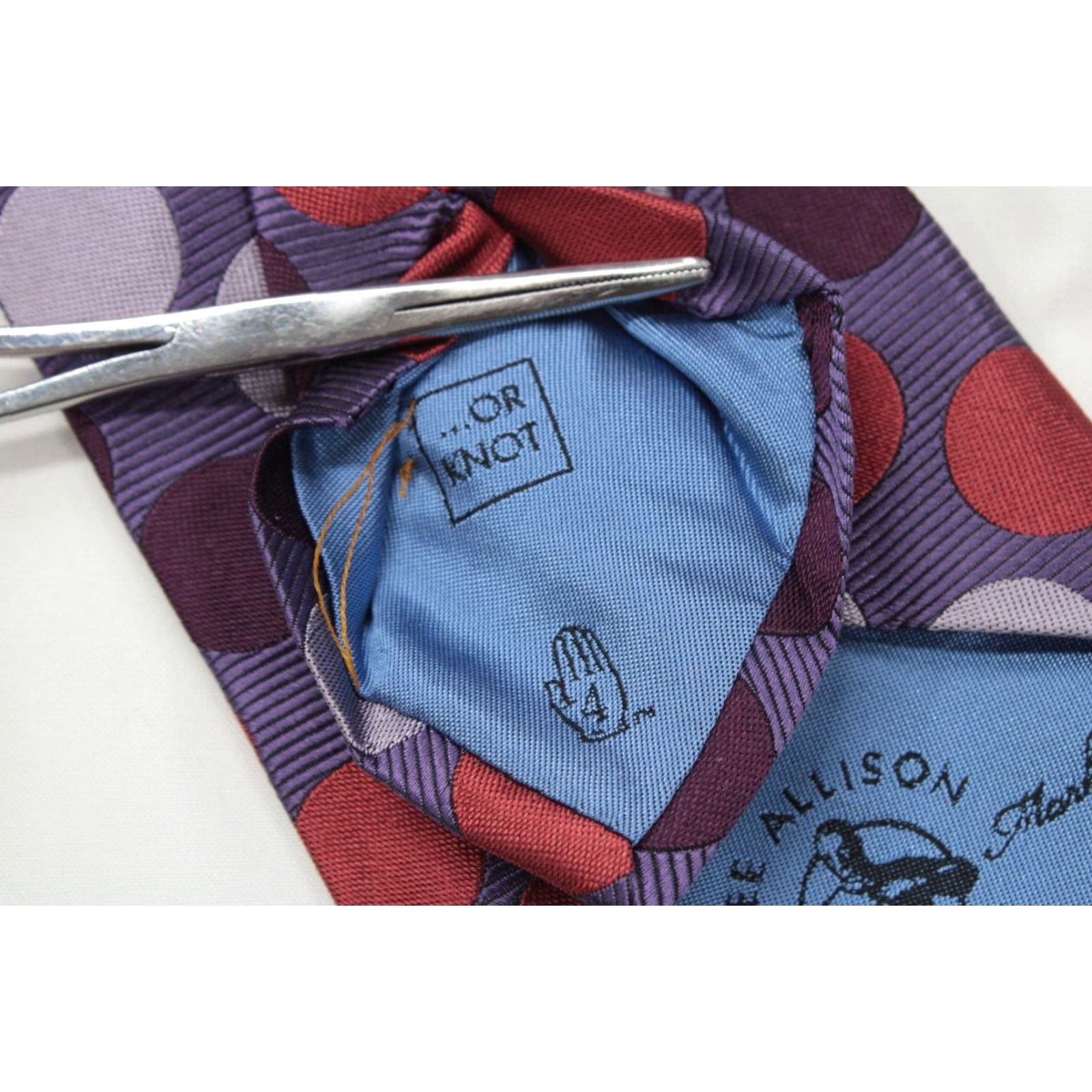 Lee VINTAGE Lee Allison 4 in Hand Purple Silk Men's Necktie Naughty Hidden Message Tie Size ONE SIZE - 7 Thumbnail