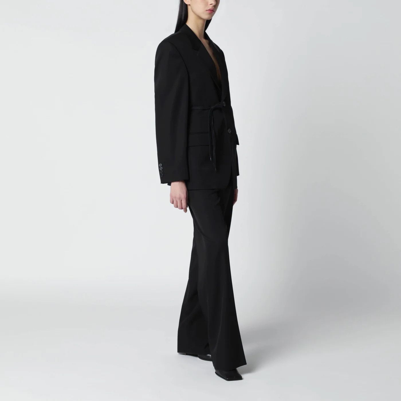 Balenciaga o1d2blof0426 Jacket With Side Tie in Black Size XS / US 0-2 / IT 36-38 - 2 Thumbnail