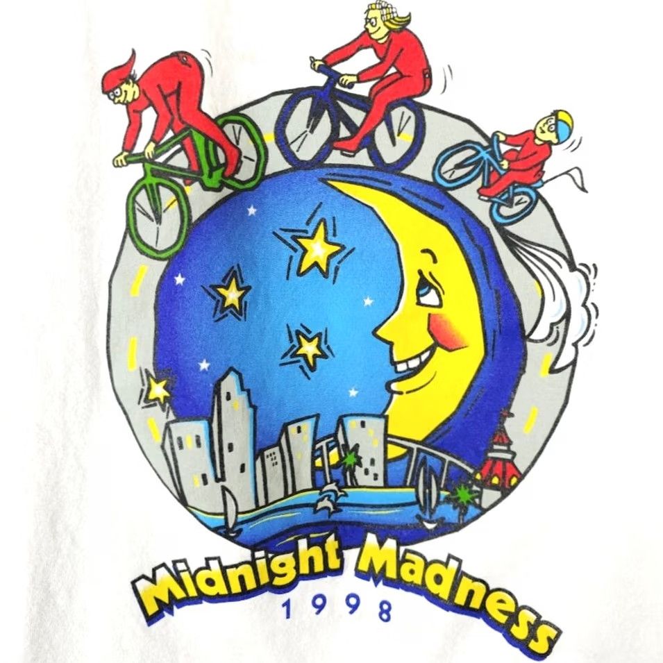 Vintage VINTAGE Midnight Madness Bike Ride T Shirt Mens XL White 90s San Diego Oneita Size US XL / EU 56 / 4 - 5 Thumbnail