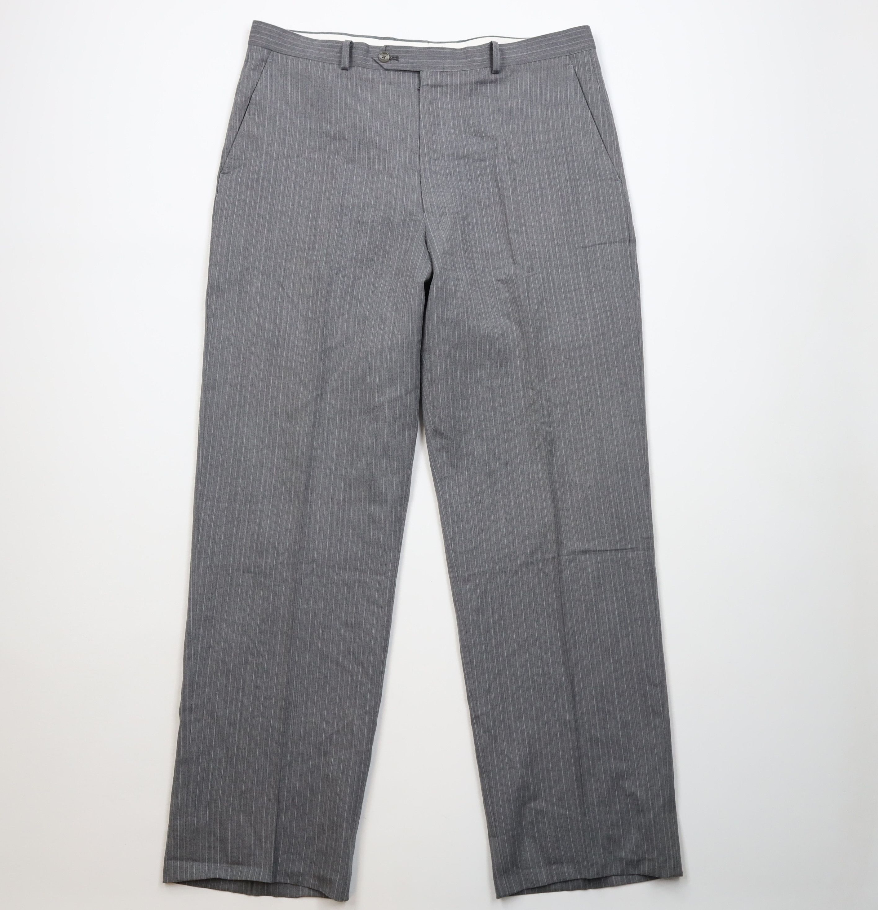 Vintage Vintage 90s Streetwear 3 Piece Wool Pinstriped Suit Size 44L - 23 Thumbnail