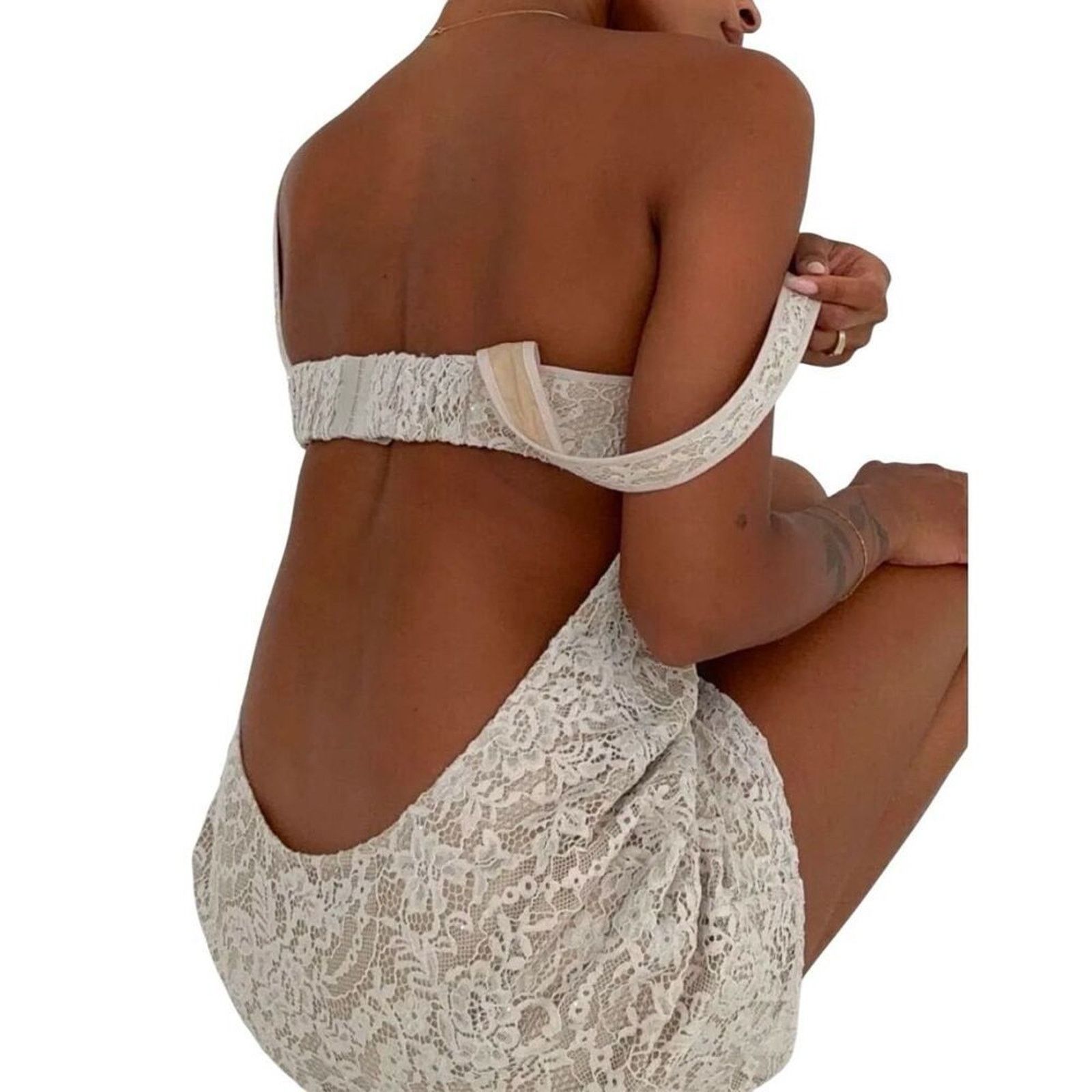 Other Rumored Loverboy Mini Dress Cream Lace MEDIUM Croquette Size M / US 6-8 / IT 42-44 - 3 Thumbnail