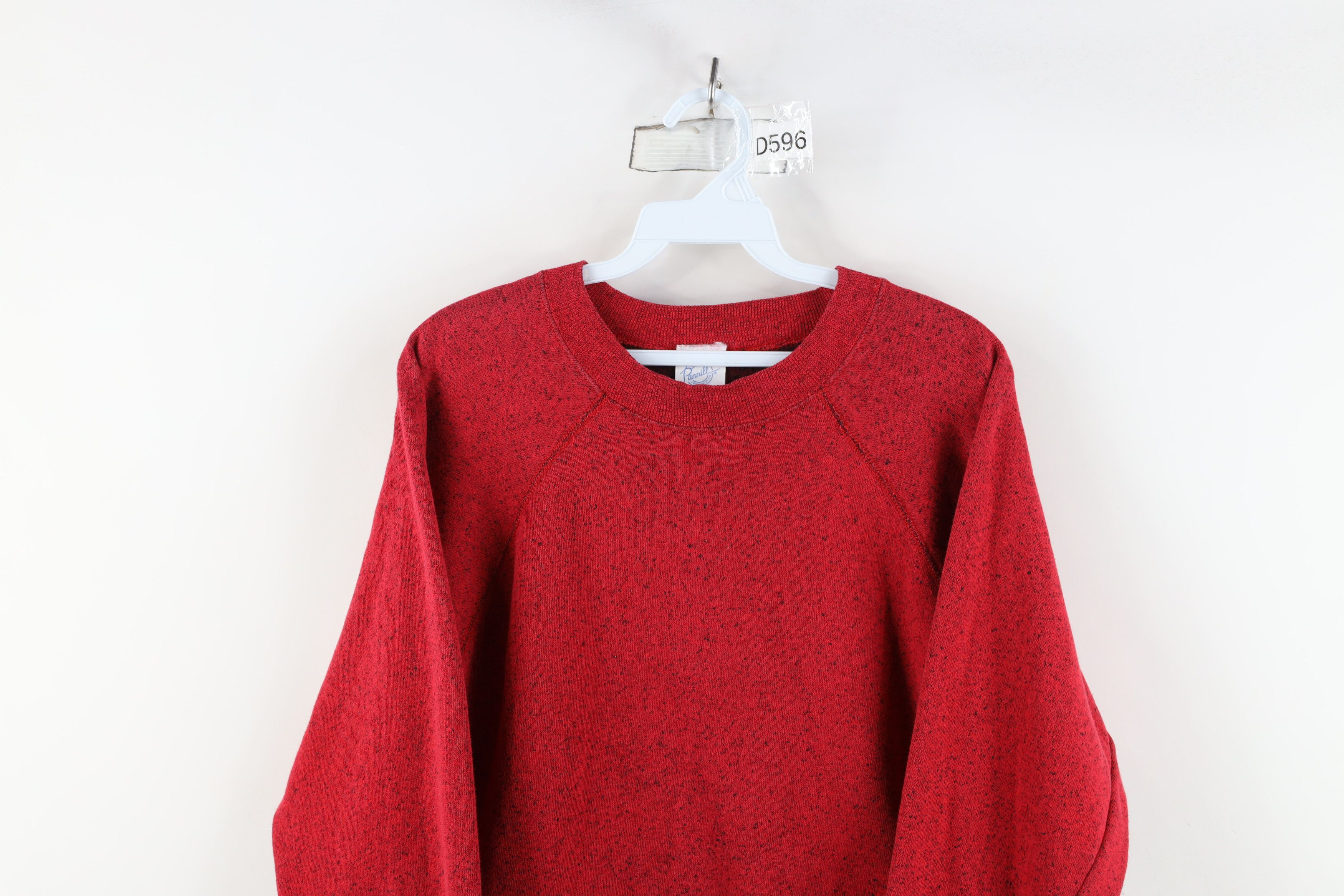 Vintage Vintage 90s Streetwear Speckled Raglan Sweatshirt Red USA Size XL / US 12-14 / IT 48-50 - 2 Thumbnail