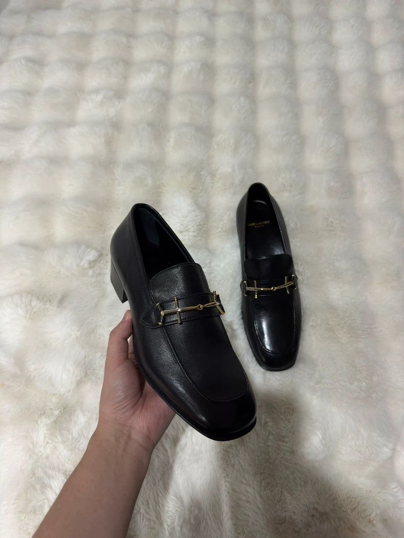 Saint Laurent Paris Saint laurent paris Black and gold loafers shoes 2506-Nexta Size US 10 / EU 43 - 2 Thumbnail