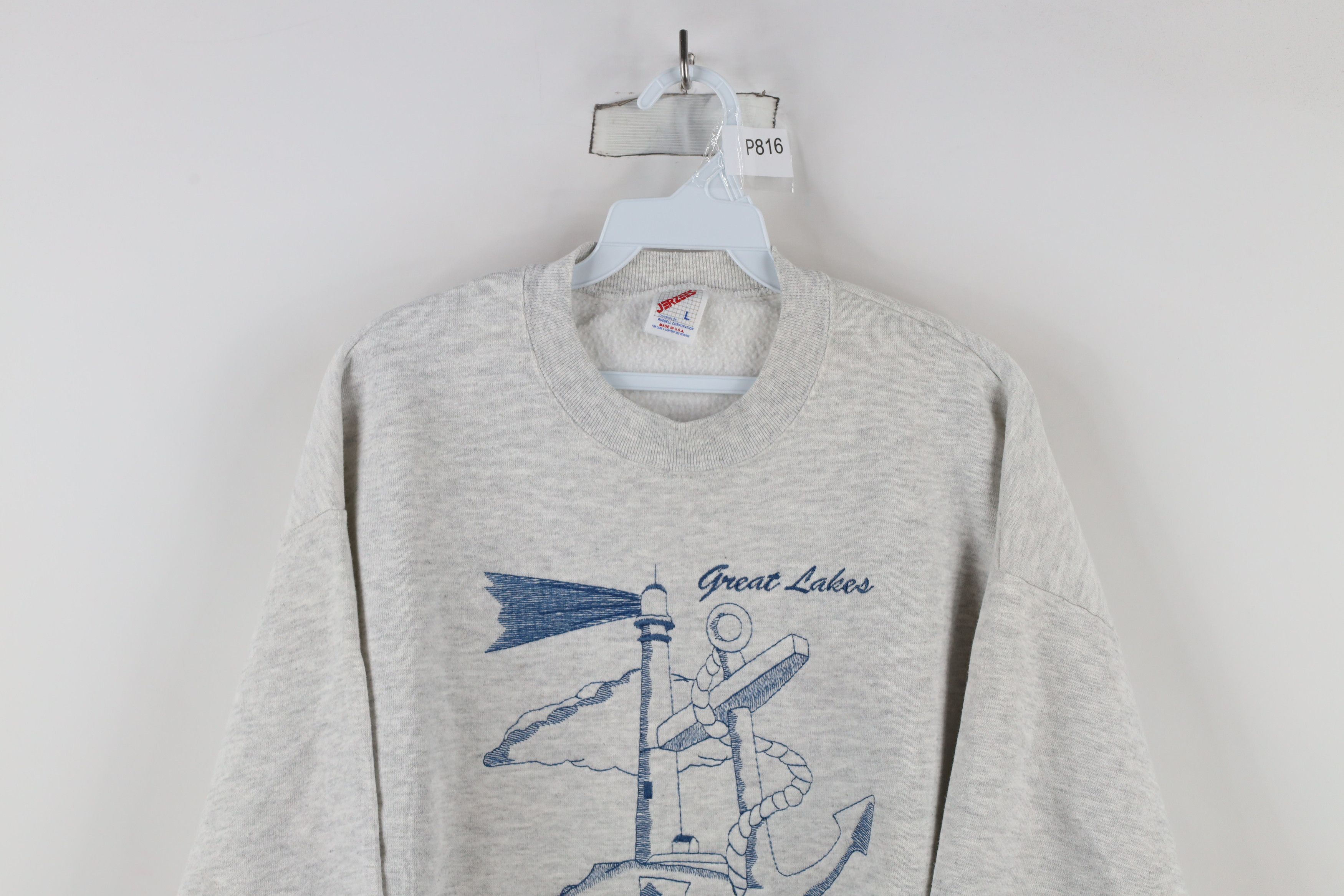 Vintage Vintage 90s Streetwear Lakes Michigan Sweatshirt Gray USA Size US L / EU 52-54 / 3 - 2 Thumbnail