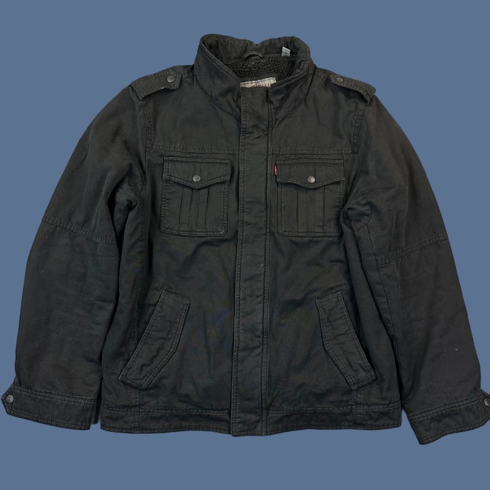 Levi's Levi's Jacket Mens Large Black Denim Full Zip SnapnSherpa Lined Trucker Outdoor - Classic, Biker, USA, 90s? Size US L / EU 52-54 / 3 - 1 Thumbnail