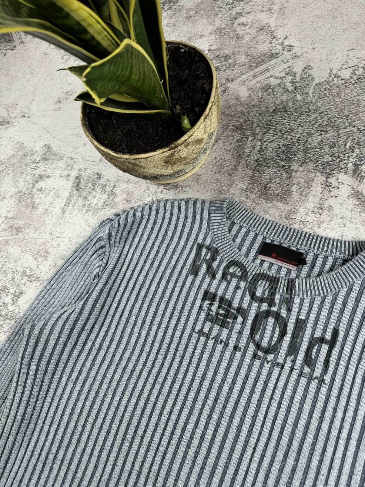 Big Star Japan Bigstar Jeans Striped Abstract Ribbed Knit Sweater Y2K Size US L / EU 52-54 / 3 - 7 Thumbnail