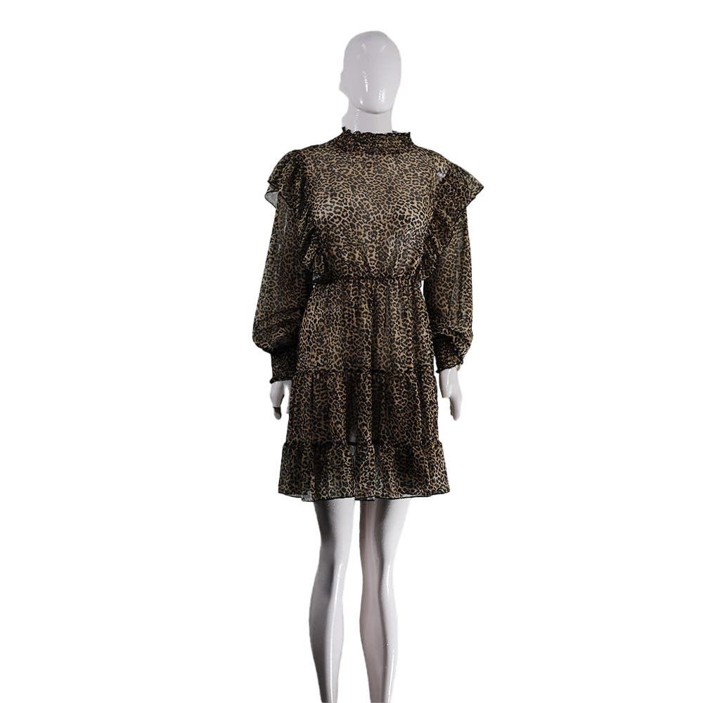 Buscemi Busem Lepord Animal Print With Ruffle Woman Dress Size L / US 10 / IT 46 - 1 Thumbnail