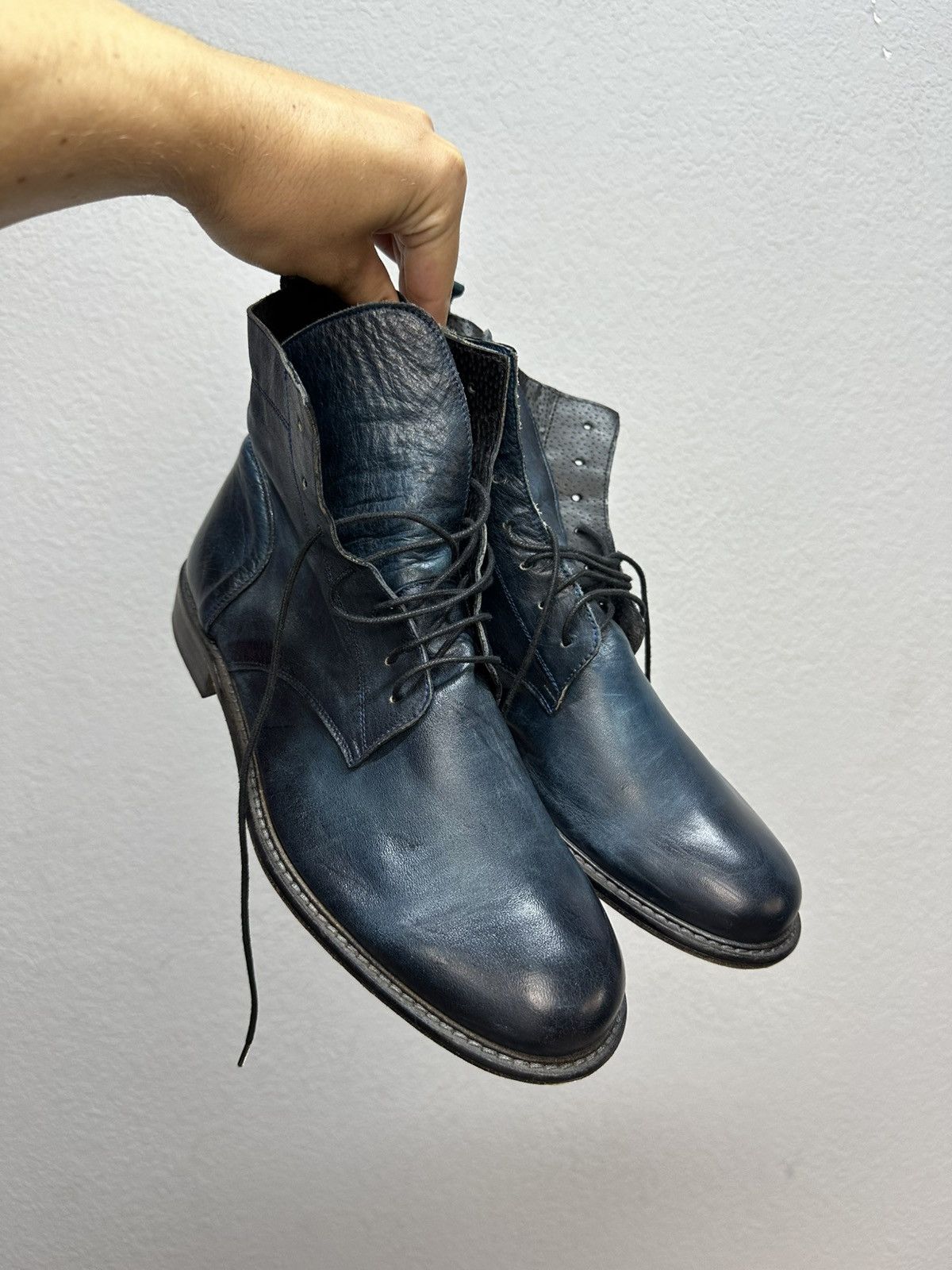 If Six Was Nine Vintage Italian AS 98 Rick Owens Style Leather Biker Boots Size US 9 / EU 42 - 4 Thumbnail