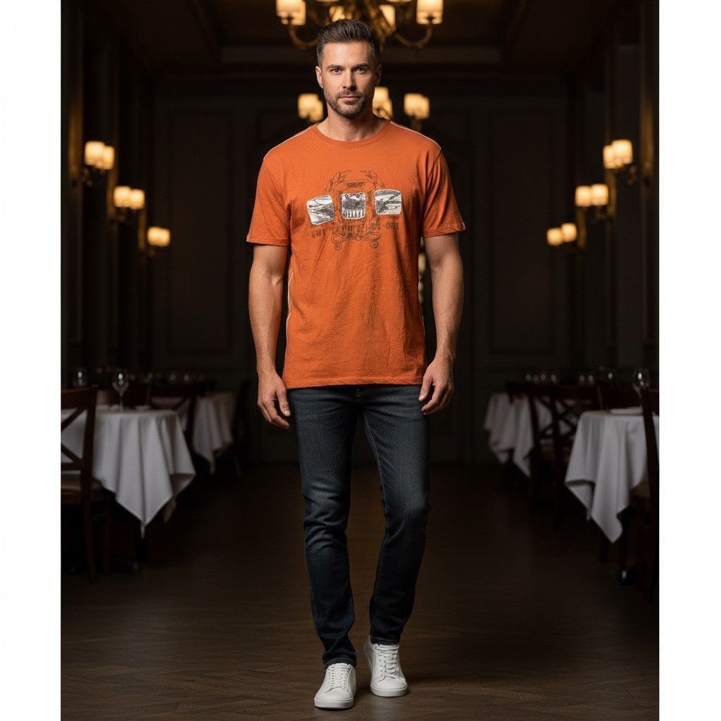 Faded Glory Men's Faded Glory Orange XL Short Sleeve Tee Size US XL / EU 56 / 4 - 1 Thumbnail