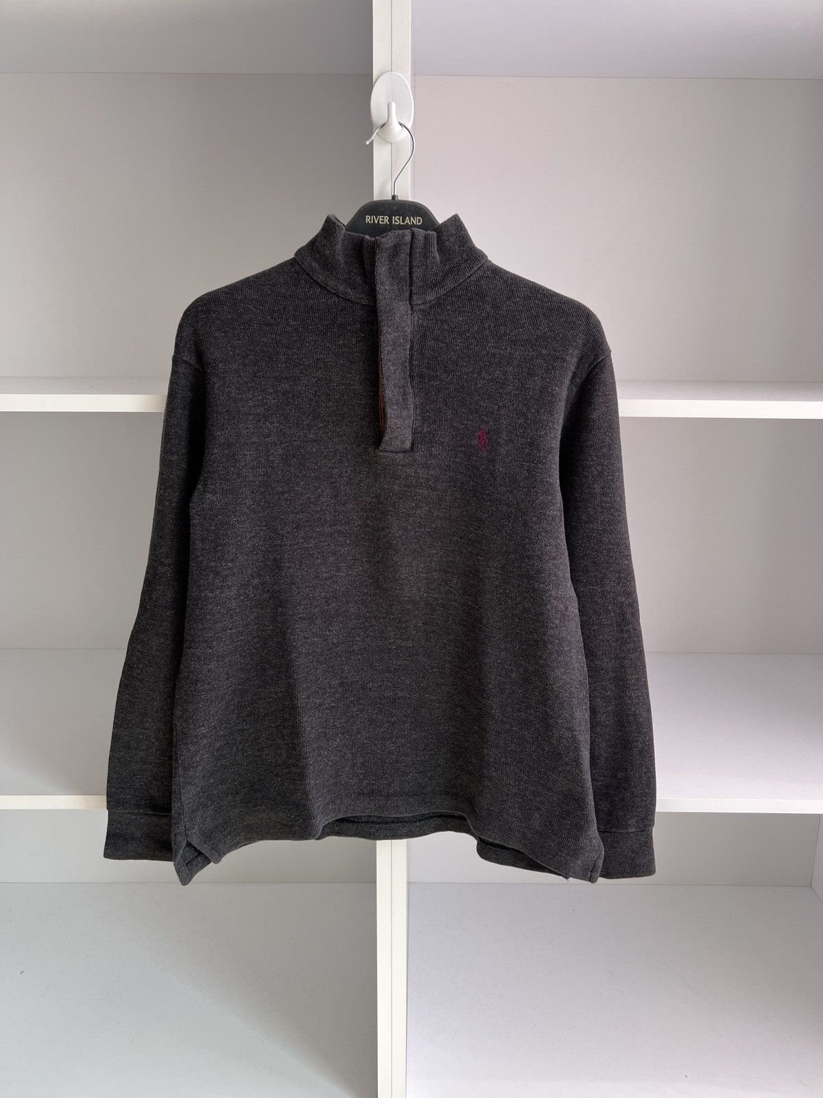 Polo Ralph Lauren × Vintage Vintage Polo Ralph Lauren Sweater Gray Knit Zip Logo Size US S / EU 44-46 / 1 - 3 Thumbnail