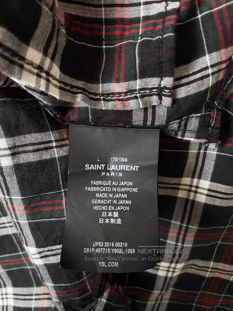 Saint Laurent Paris Saint Laurent Paris Double Pocket Cat Eye Button Plaid Shi Size US L / EU 52-54 / 3 - 6 Thumbnail