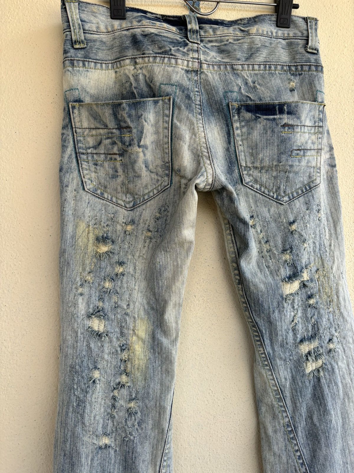 Japanese Brand Mud Wash Ripped Trashed Semi Bootcut Jean Size US 35 - 14 Thumbnail
