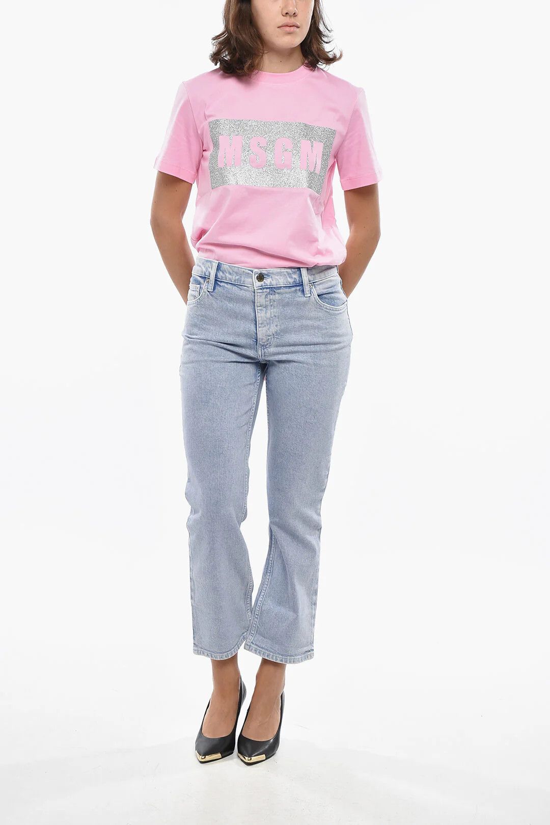Tory Burch og1mm0426 Acid-Wash Flare Jeans in Blue Size 28" / US 6 / IT 42 - 4 Thumbnail