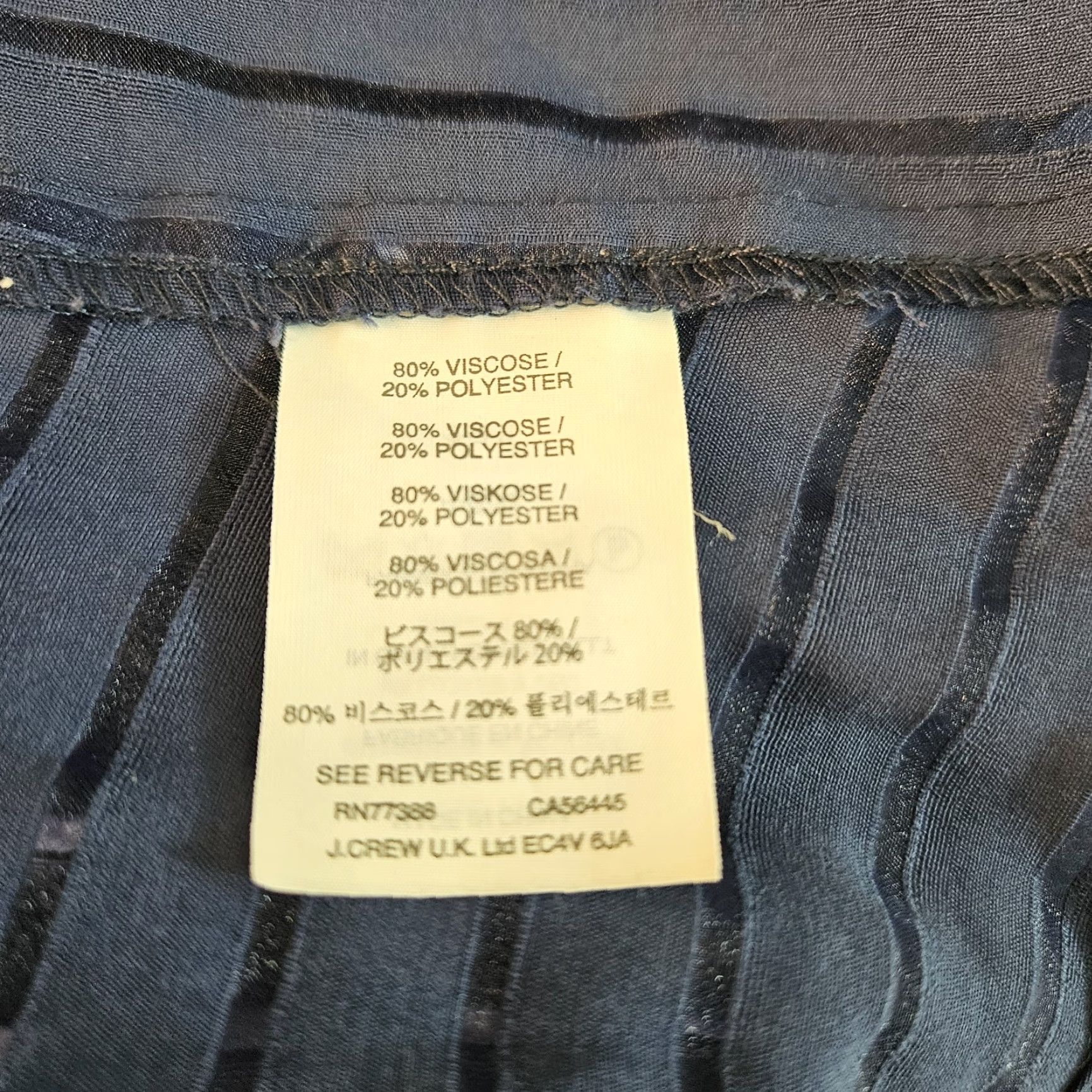 J.Crew J.CREW Womens Top Sz 12 Blue Sheer Stripes Short Sleeve Viscose Blend Blouse Shirt Size XL / US 12-14 / IT 48-50 - 4 Thumbnail
