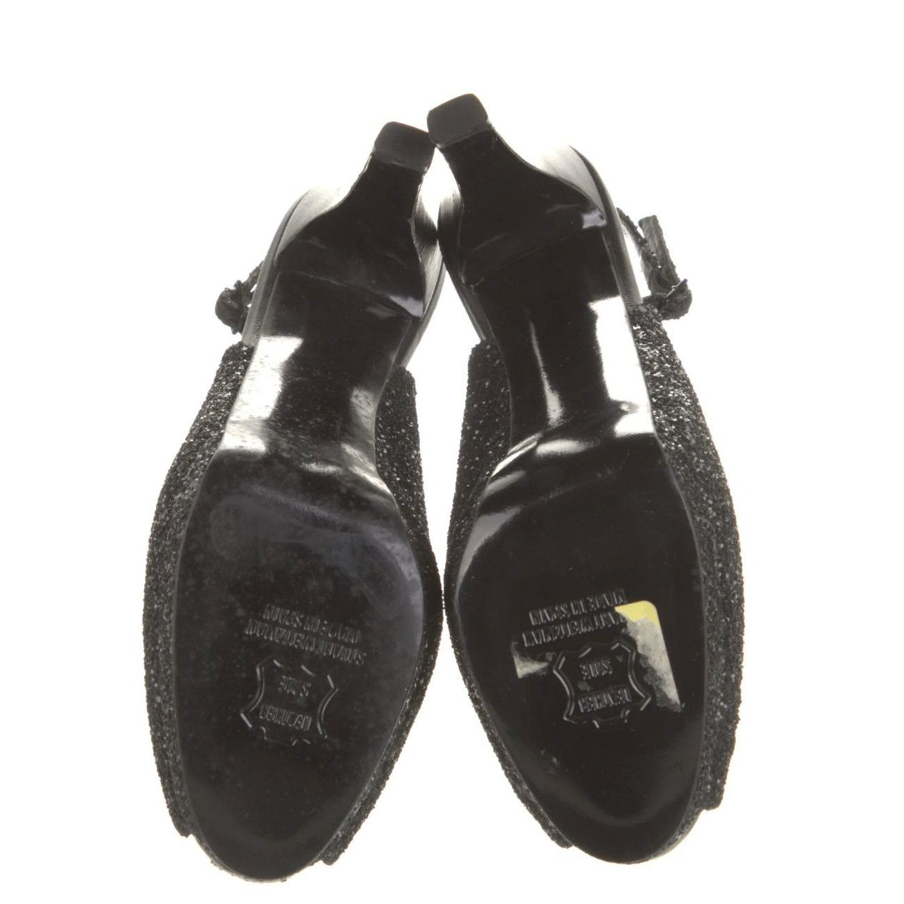 Stuart Weitzman STUART WEITZMAN Black Glitter Platform Slingback Pumps Size: Size US 7 / IT 37 - 5 Thumbnail