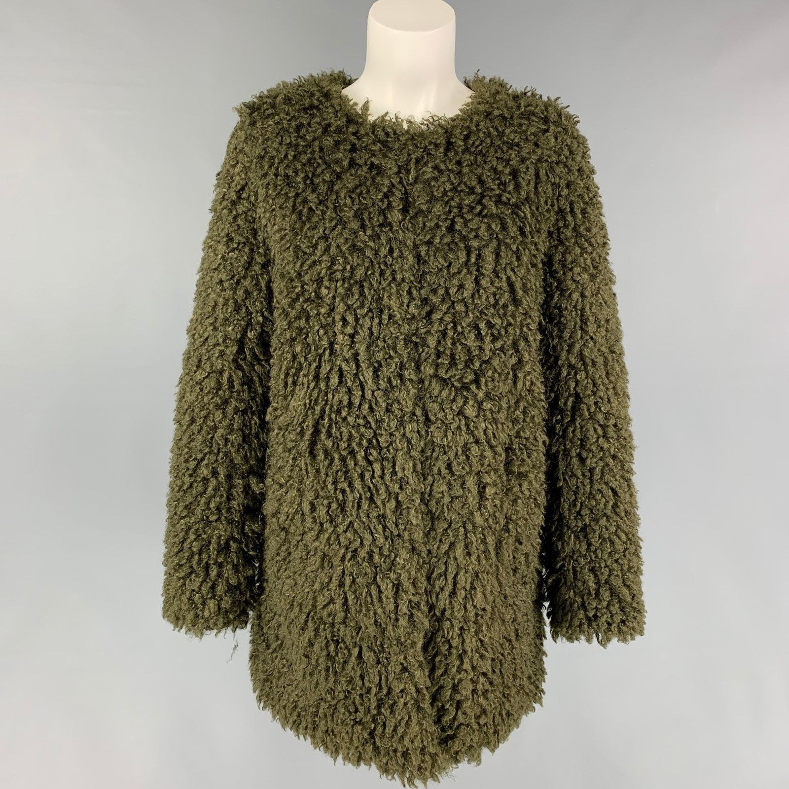 Other LOVE TOKEN Size S Olive Polyester Textured Collarless Coat Size S / US 4 / IT 40 - 1 Thumbnail