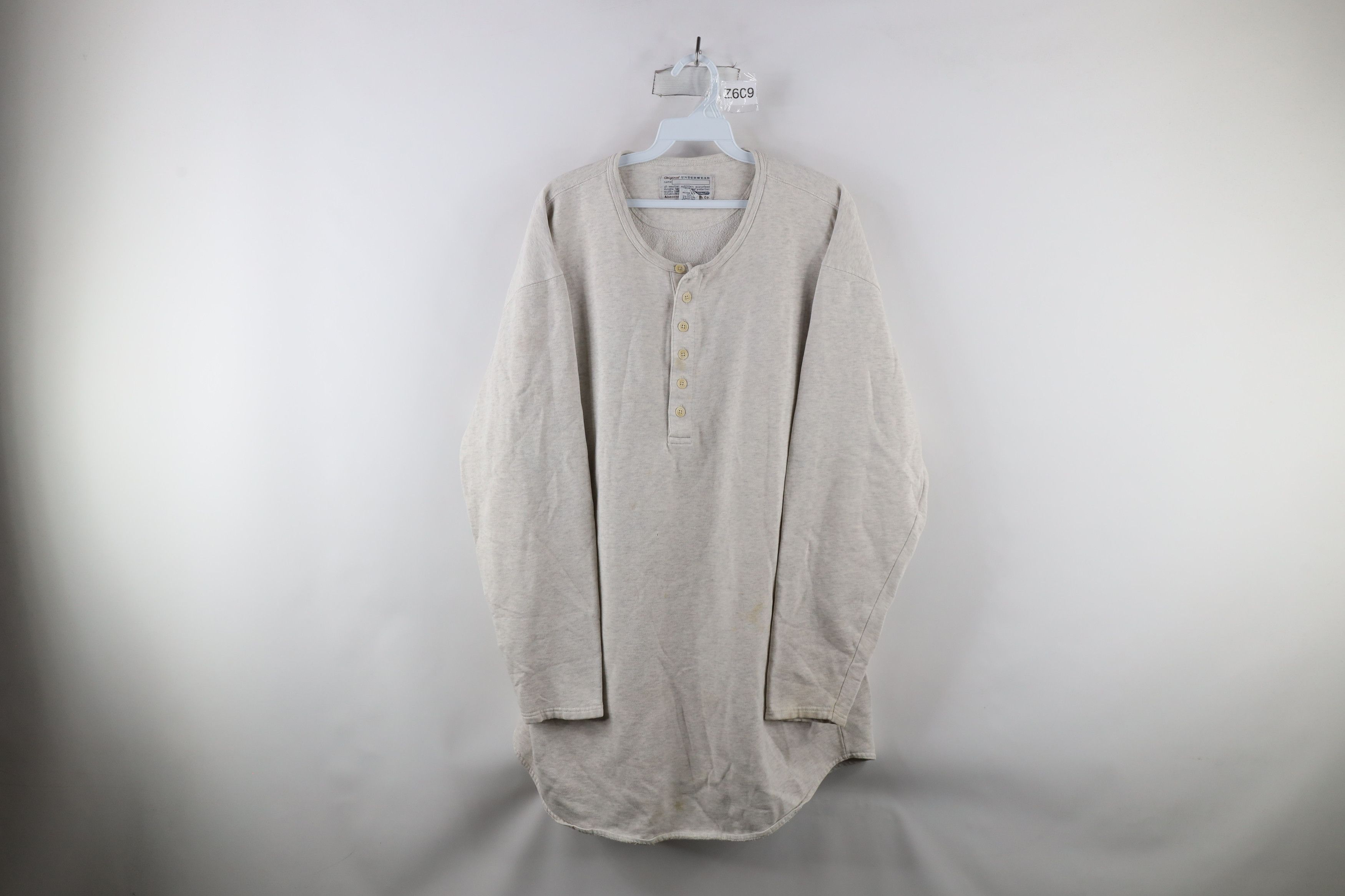 Abercrombie & Fitch Vintage 90s Abercrombie & Fitch Blank Henley Sweatshirt Gray Size US M / EU 48-50 / 2 - 1 Thumbnail