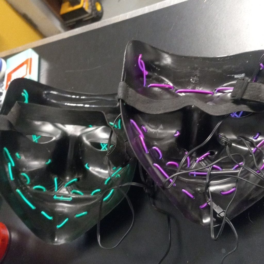Brixtol Anarchy Iridescence Mask Green and Purple w/ neon lights Size ONE SIZE - 4 Thumbnail