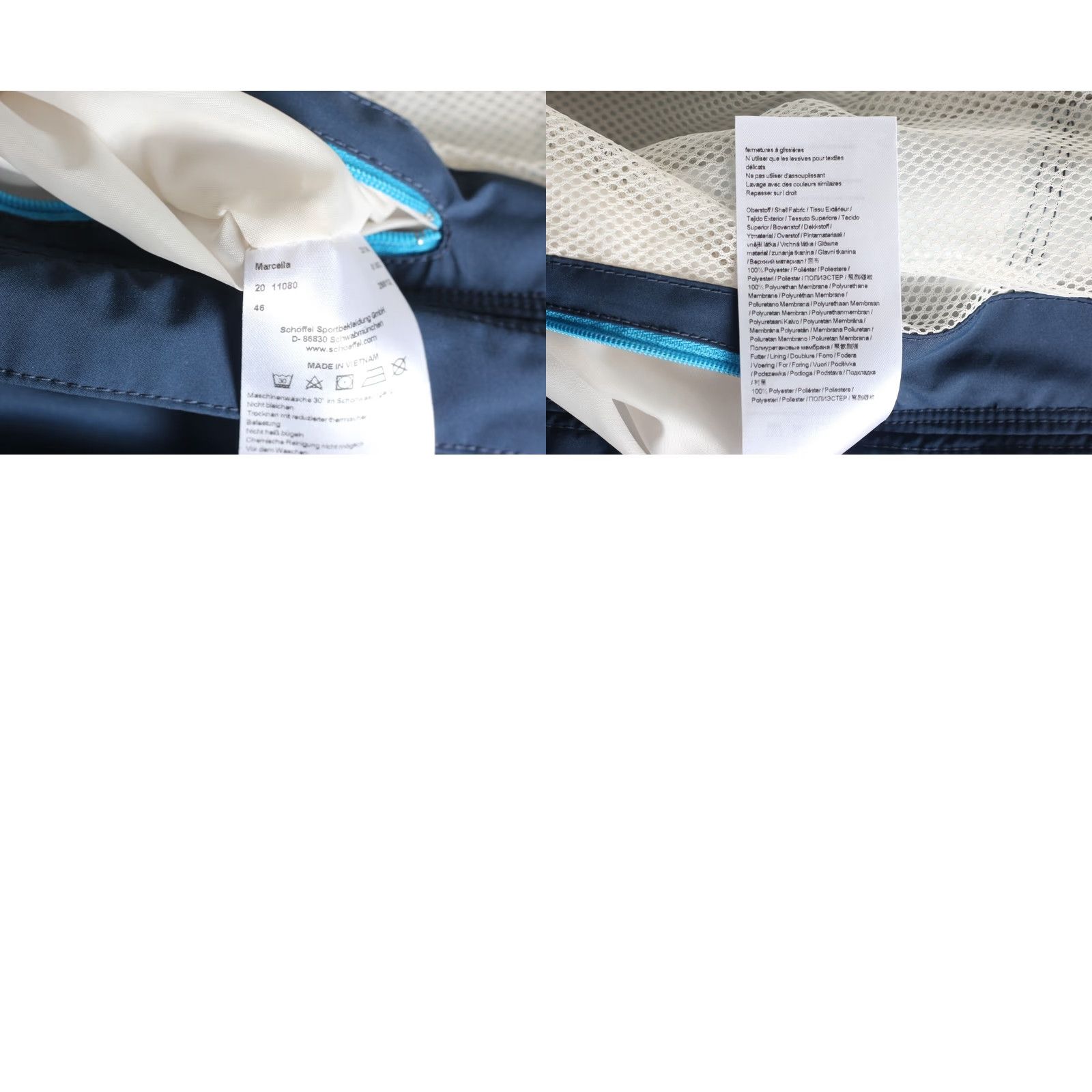 Vintage SCHOFFEL Marcella Jacket Women EU 36 UK 10 Hooded Waterproof Blue Regular Size 36, Women, Jacket, Breathable, All Seasons, MJ5661 Size XS / US 0-2 / IT 36-38 - 8 Thumbnail