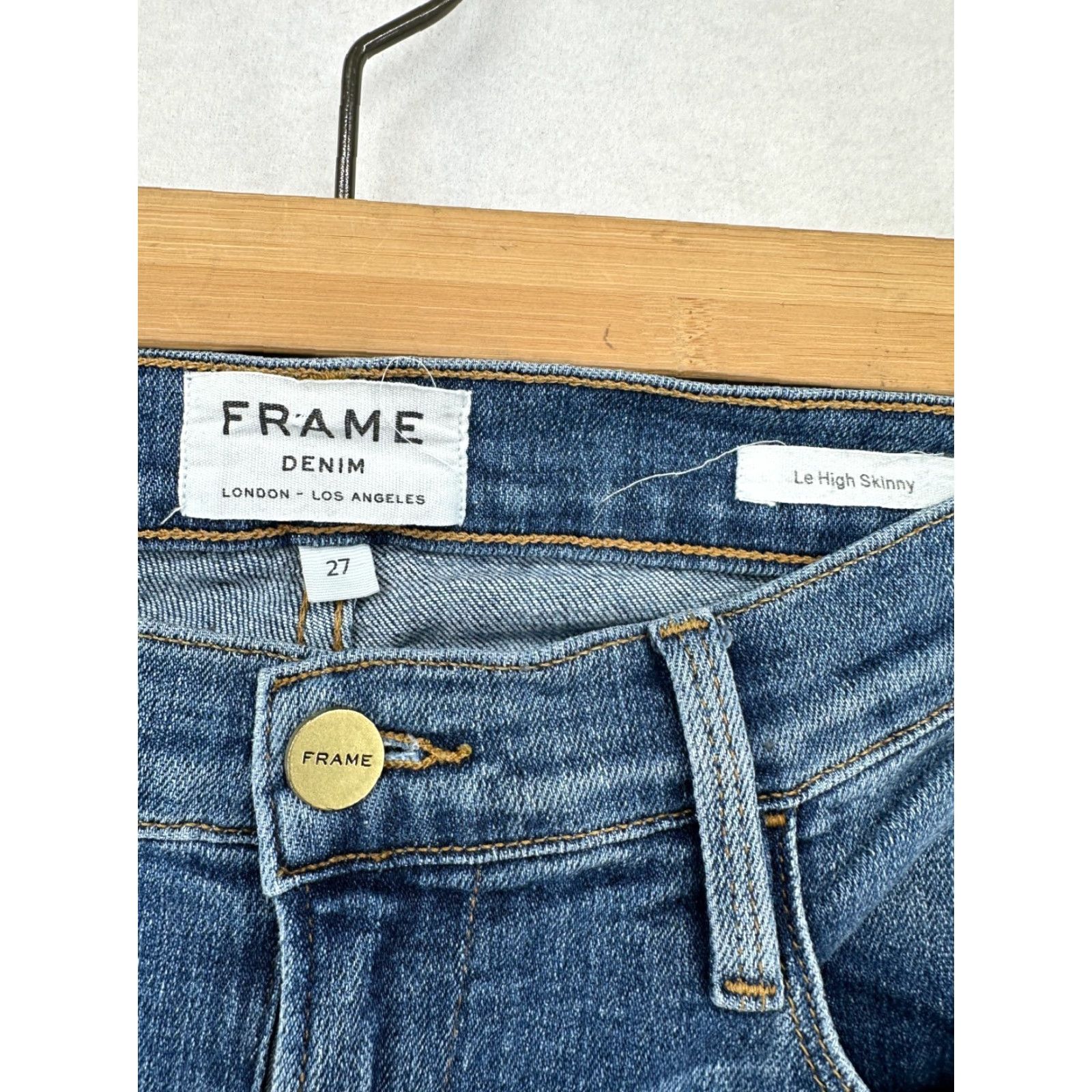 Frame FRAME Le Skinny De Jeanne Jeans Women's 27 Le High Rise Skinny Blue Denim Cotton Stretch Medium Inseam 29 Size 27" / US 4 / IT 40 - 7 Thumbnail