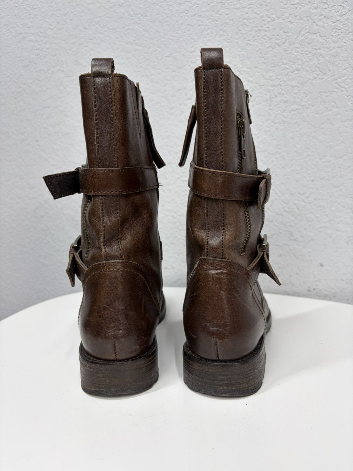 Hedi Slimane AS 98 Vibe Artisan Brown Leather Side Zip Ankle Biker Boots Size US 7.5 / EU 40-41 - 16 Thumbnail