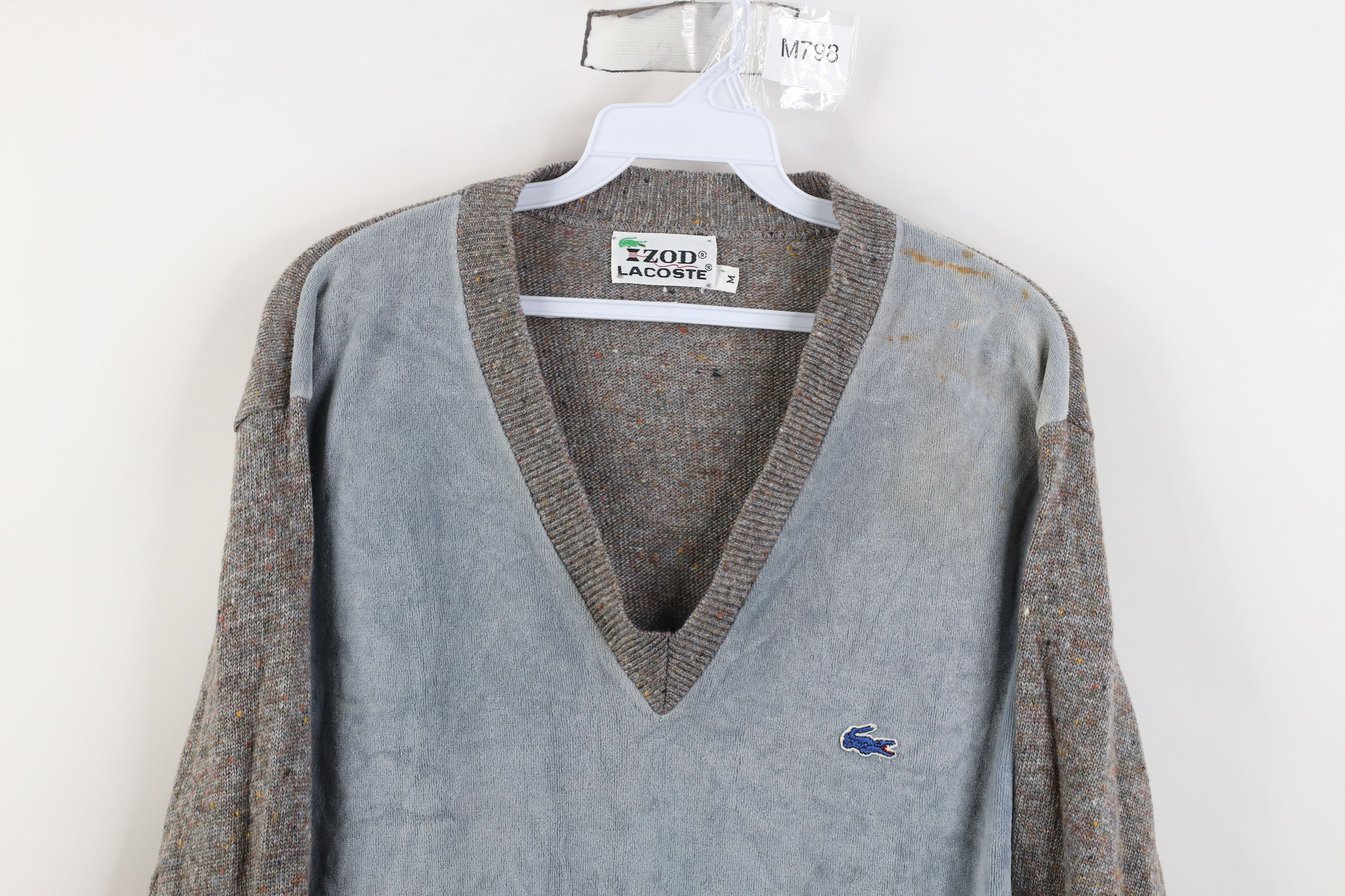 Lacoste Vintage 80s Izod Lacoste Velour Rainbow Fleck Knit Sweater Size US M / EU 48-50 / 2 - 2 Thumbnail