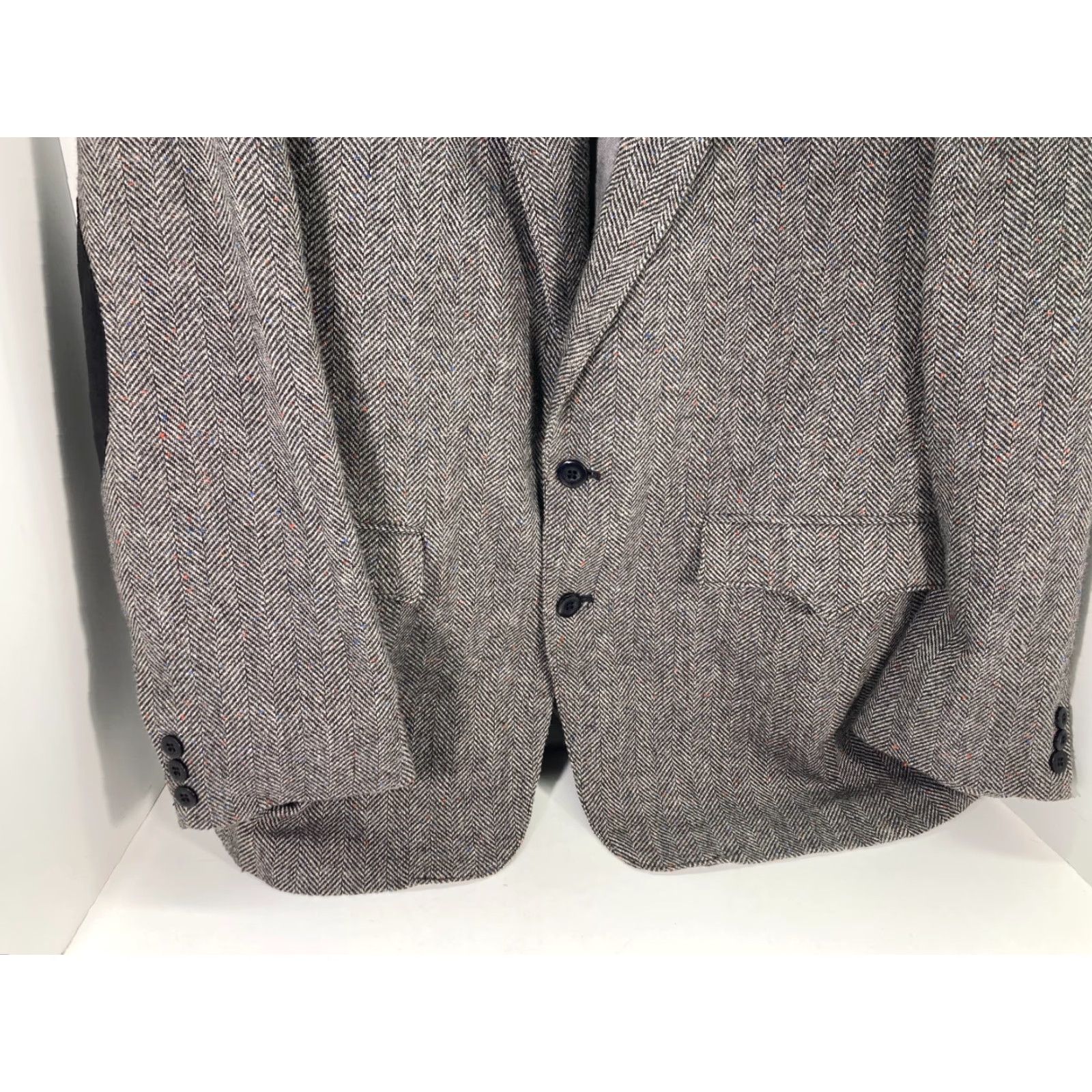 Vintage VINTAGE Circle S Dallas Texas Western Blazer Sportcoat Mens 42L Gray Herringbone Wool Size 42R - 5 Thumbnail