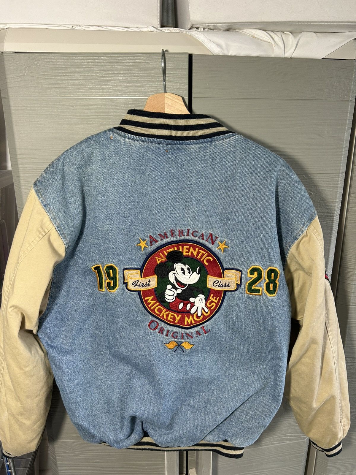 Vintage 90s Disney Mickey Mouse First Class of 1928 Denim Bomber Size US M / EU 48-50 / 2 - 2 Thumbnail