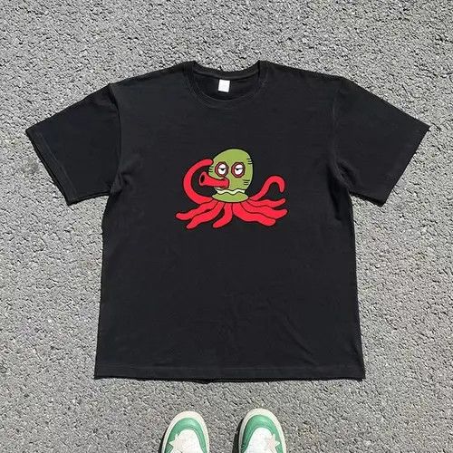 VIBE Black casual retro octopus print cotton t-shirt Size US M / EU 48-50 / 2 - 5 Thumbnail