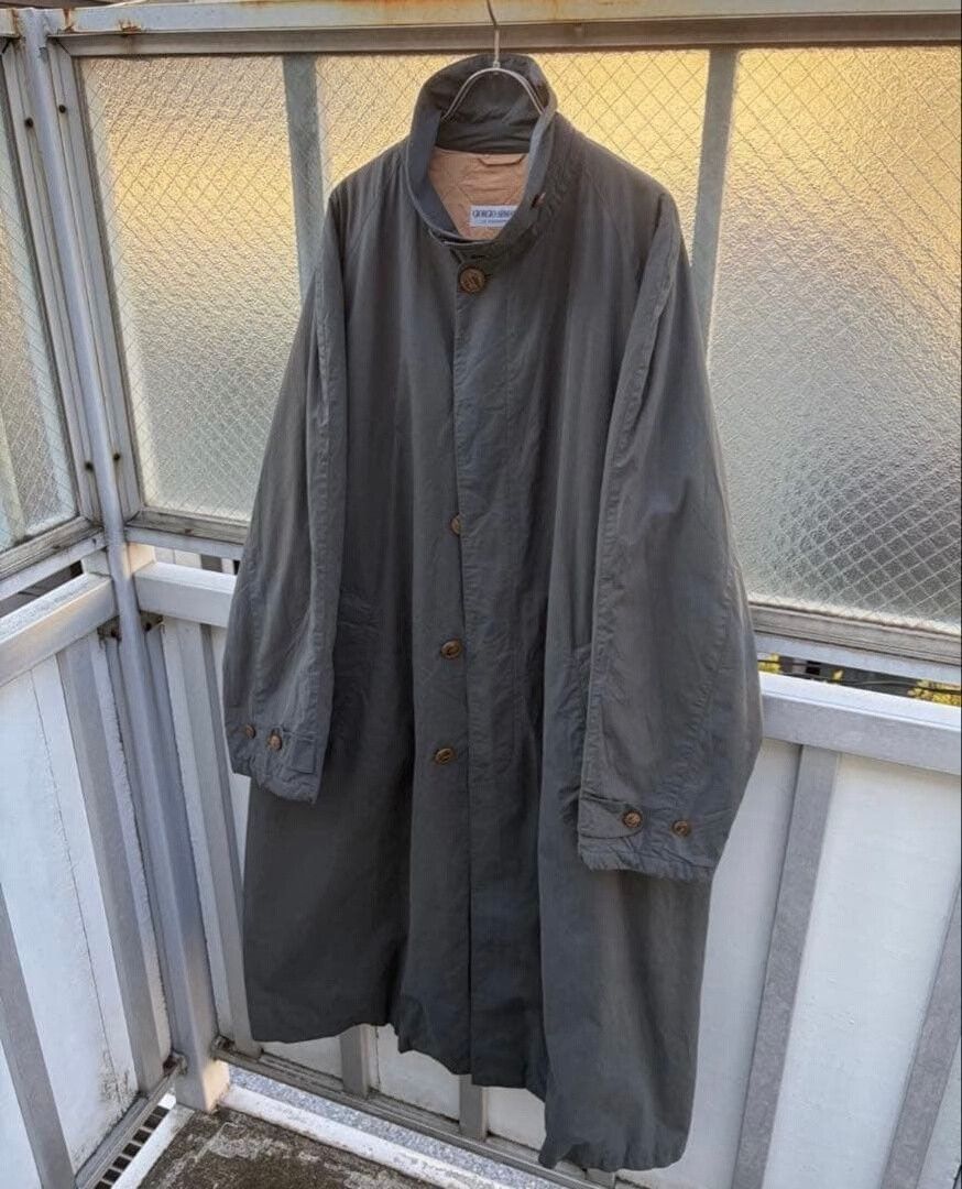 80s Giorgio Armani Gray Padded Trench Coat