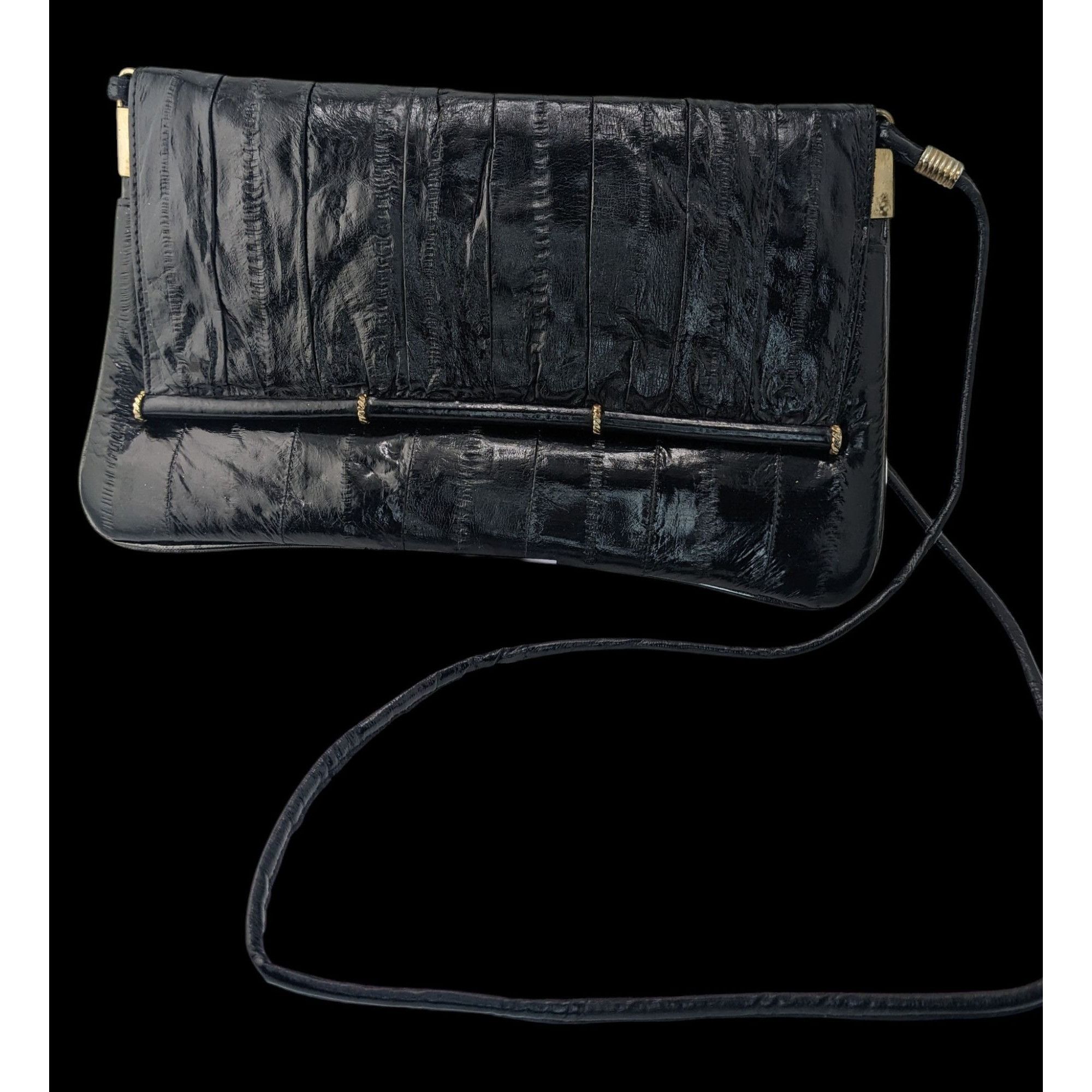 Other Vintage 80s Genuine Eel Skin Black Clutch Purse With 22-Inch Size ONE SIZE - 1 Thumbnail