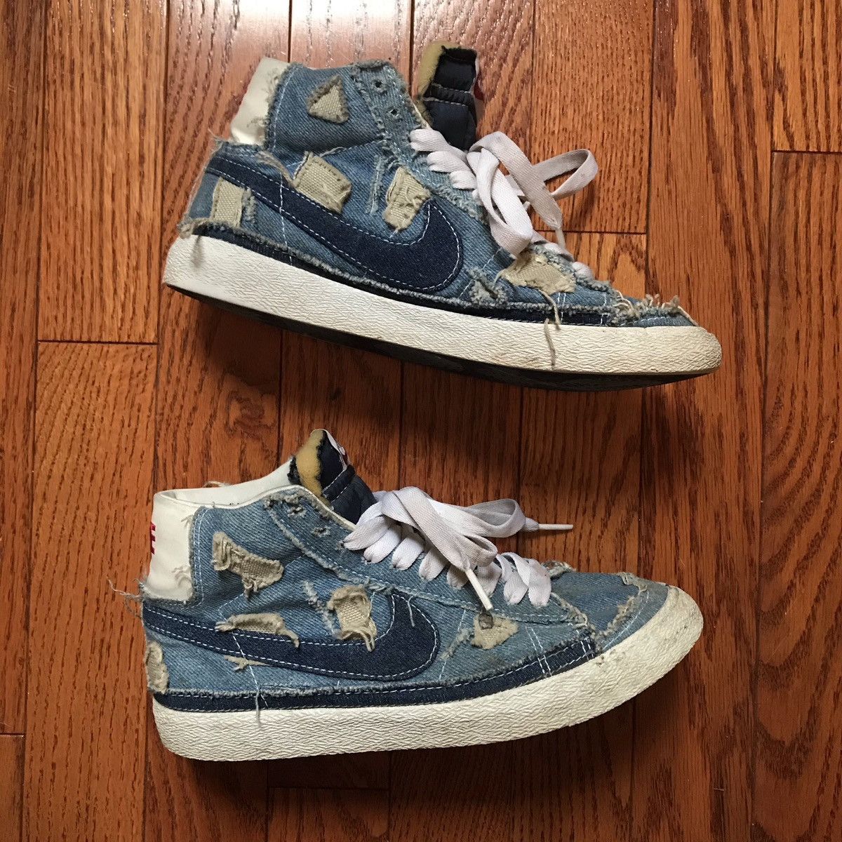 image of Nike Denim Patchwork Blazers 2004 Womens 7.5 Shoes in Blue