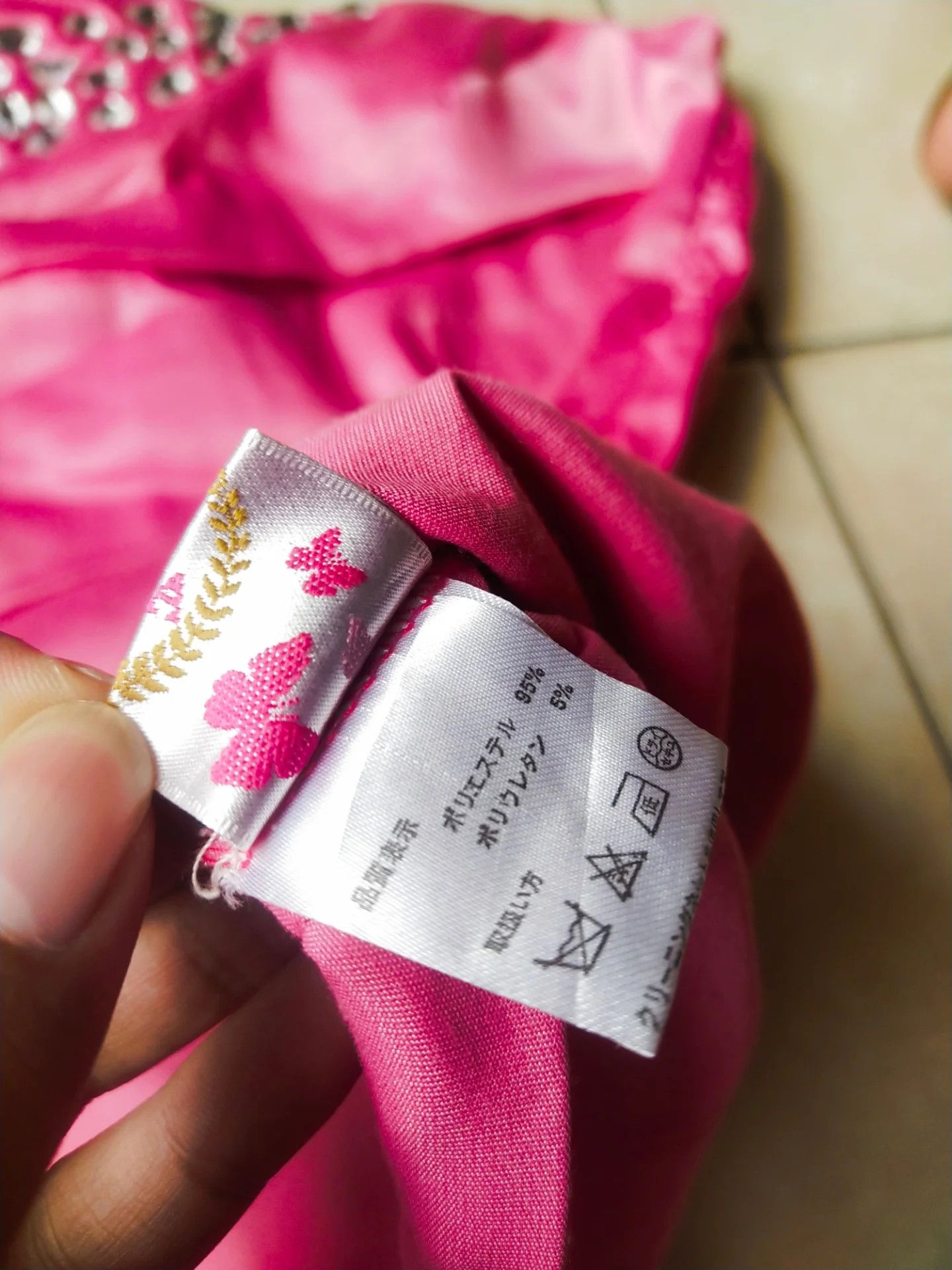 Japanese Brand Victria Pink Rhinestone Party Dress Sphagetti Strap Size XS / US 0-2 / IT 36-38 - 7 Thumbnail