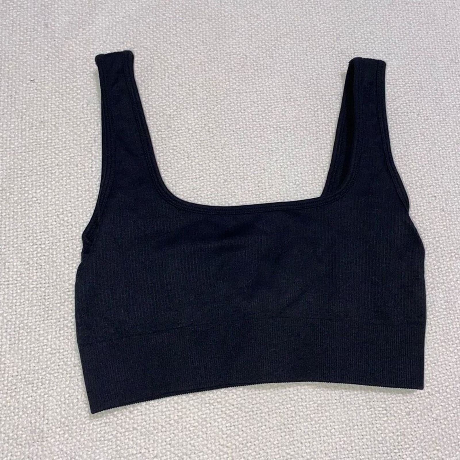 Other Black Ribbed Athletic Sports Bra | Sz S Size ONE SIZE - 2 Thumbnail