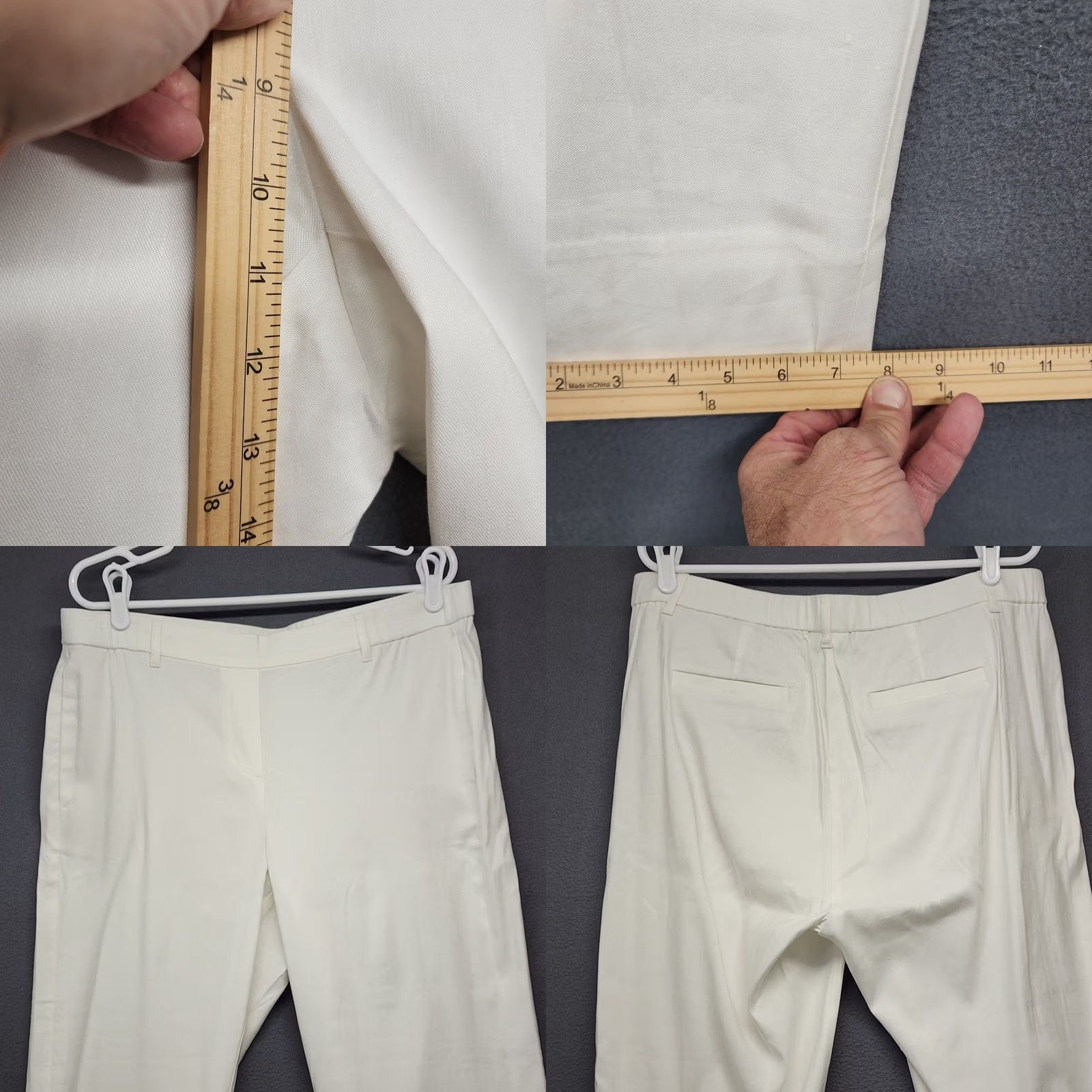 J. Jill J Jill Pants Womens Large White Linen Blend Stretch Cropped Faux Pockets L Ladies White Linen Blend Cropped Pants Womens Size 36" / US 14 / IT 50 - 8 Thumbnail