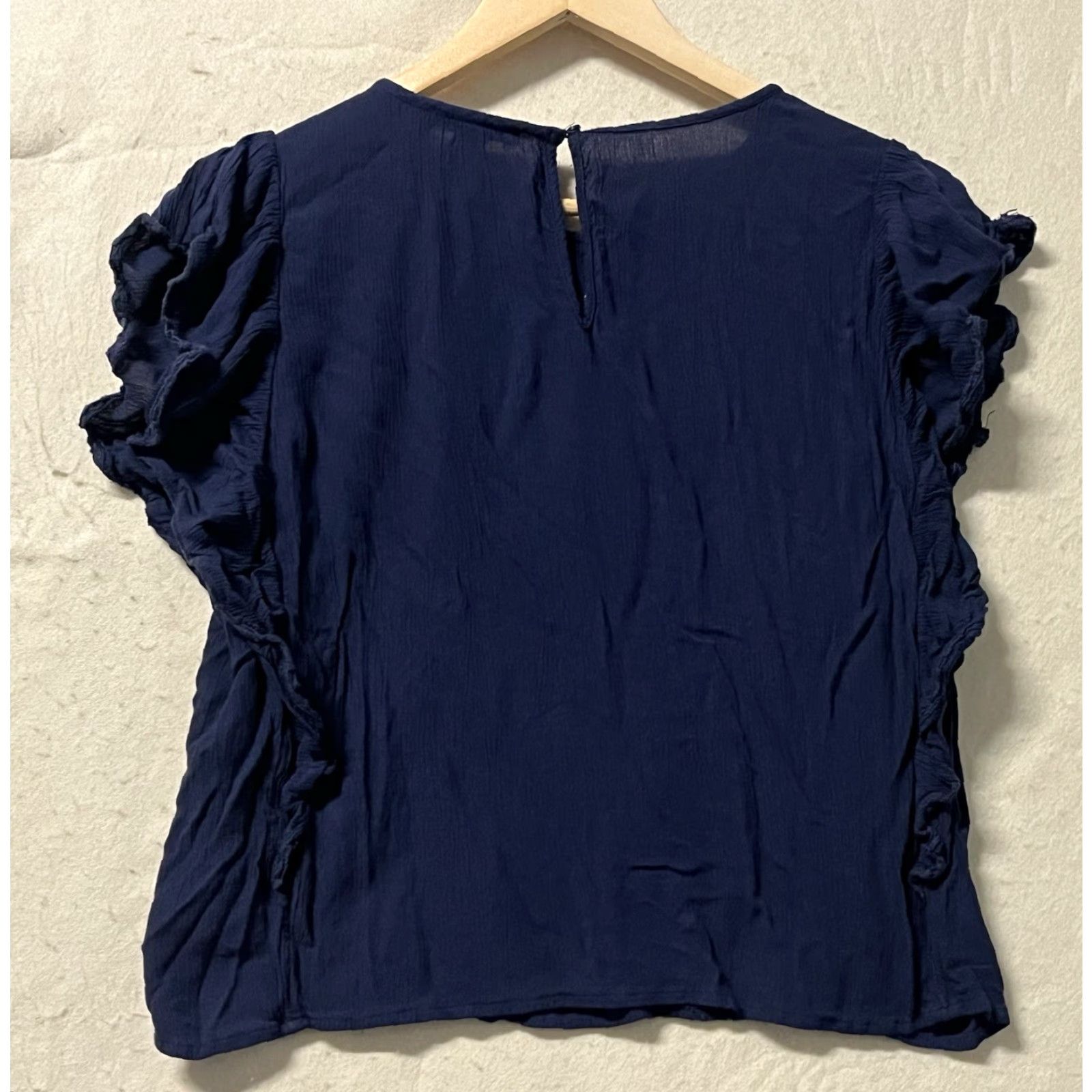 Vintage American Eagle Blouse Women M Navy Blue Embroidered Peasant Top Size M / US 6-8 / IT 42-44 - 2 Thumbnail