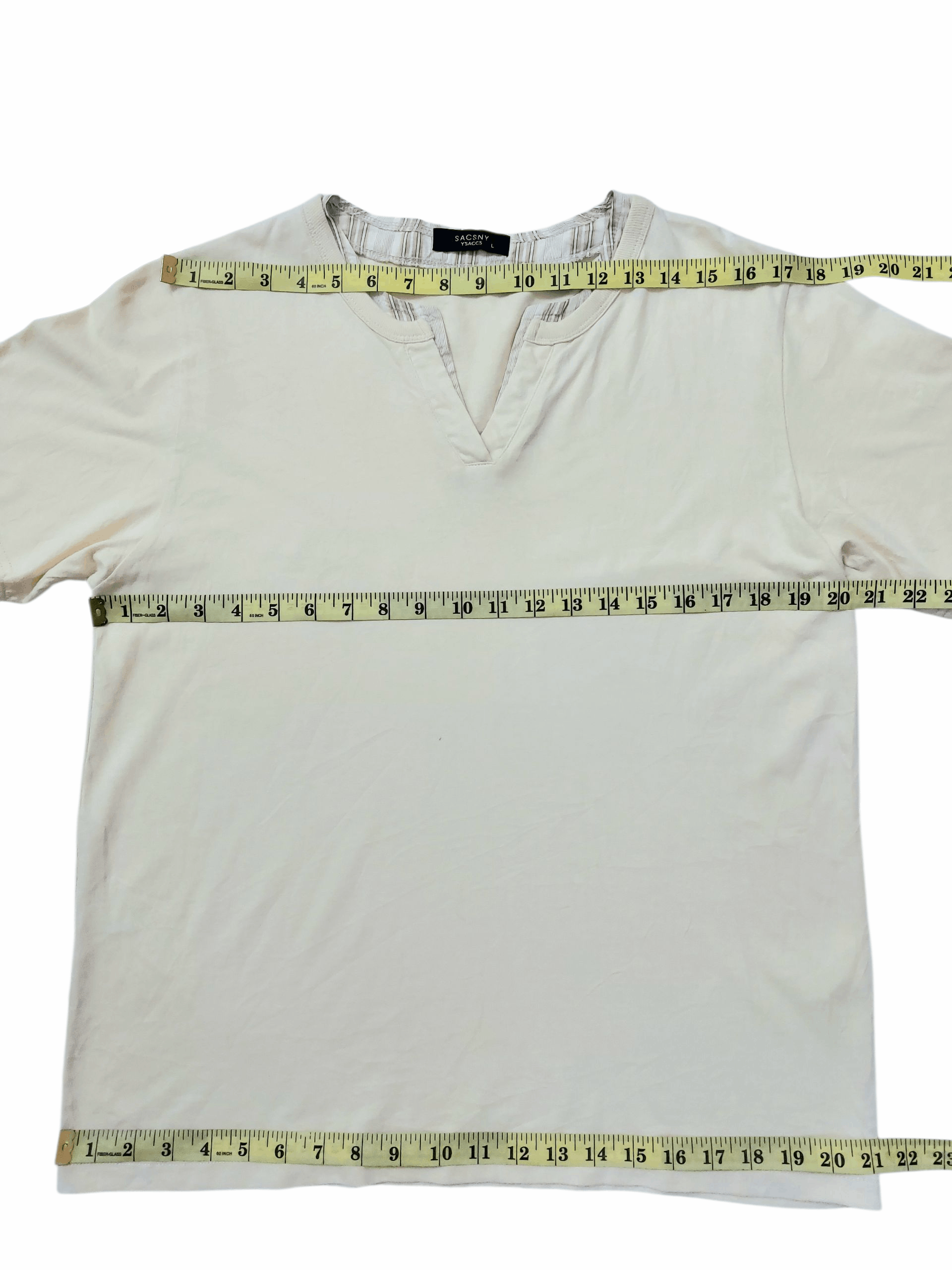 Yohji Yamamoto Sacsny Ysaccs Yohji Yamamoto Split Neck Tee Size US L / EU 52-54 / 3 - 7 Thumbnail