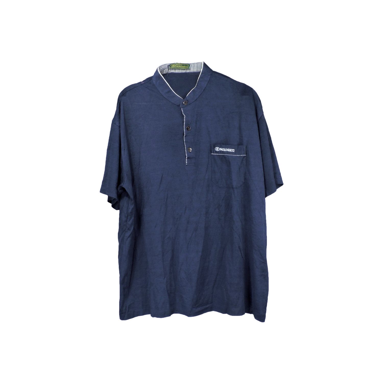 Paolo Gucci PAOLO GUCCI COLLARLESS POLO SHIRT Size US L / EU 52-54 / 3 - 1 Thumbnail