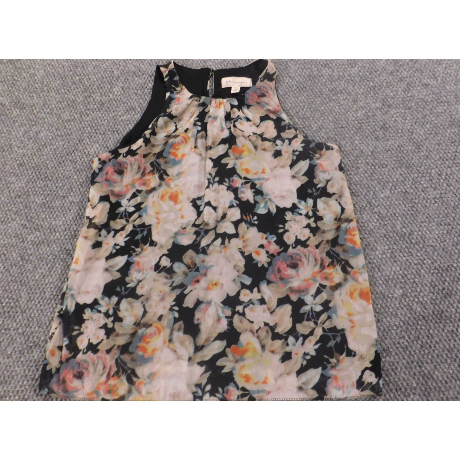 Vintage Philosophy Blouse Womens S Green Floral Crew Neck Sleeveless Pullover Casual Cotton Modal Rayon Stretch Classic Regular Short Sleeve Size S / US 4 / IT 40 - 2 Thumbnail