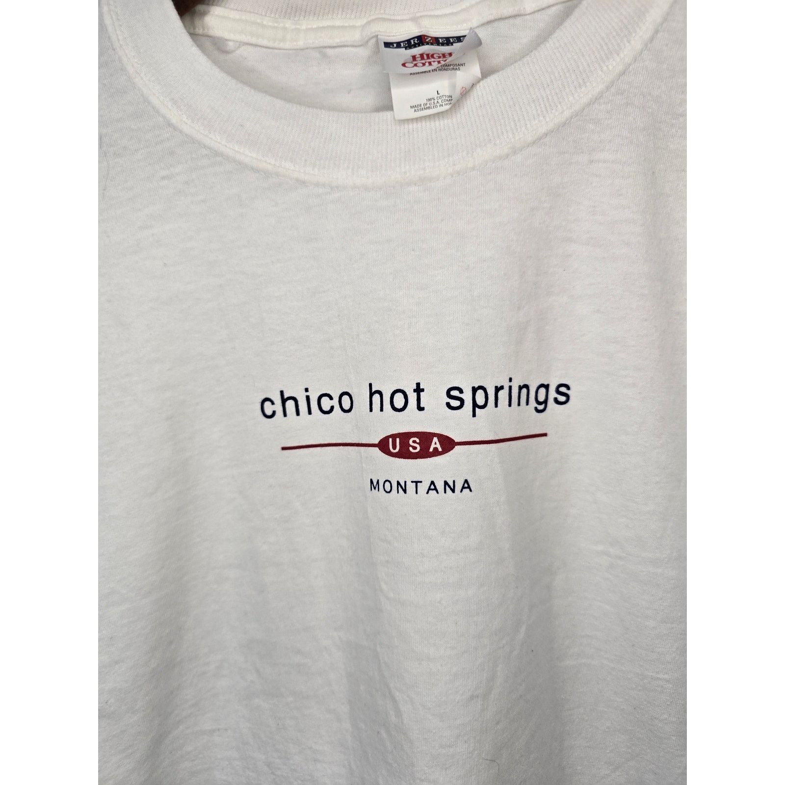 Jerzees × Vintage Vintage Montana Shirt Chico Hot Springs USA White L Tee 90s Size US L / EU 52-54 / 3 - 2 Thumbnail