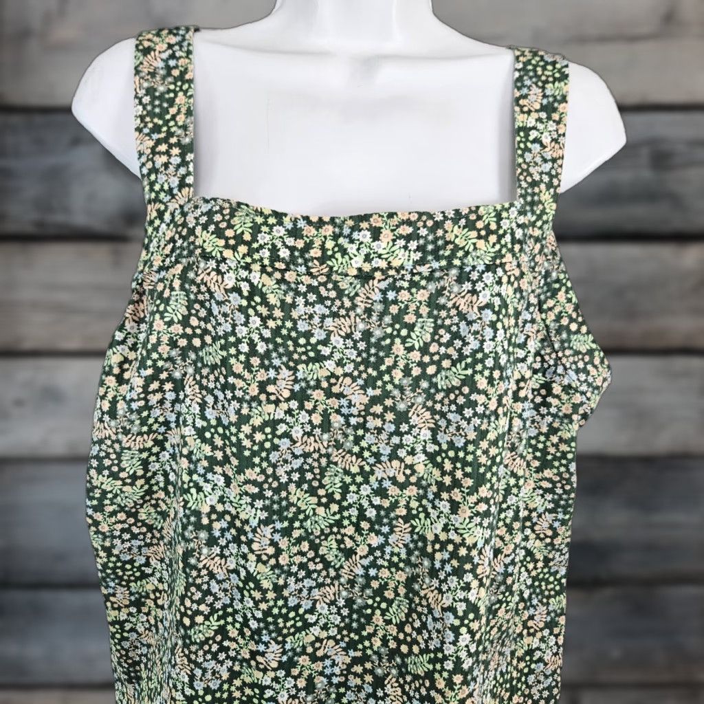 Vintage Carve Design Tank Womens Sz XL Green Floral Organic Cotton Size XL / US 12-14 / IT 48-50 - 1 Thumbnail