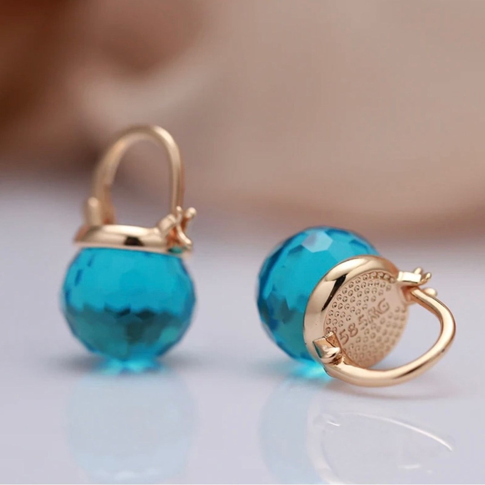 Other Blue Ball Zirconia Earrings Size ONE SIZE - 2 Thumbnail