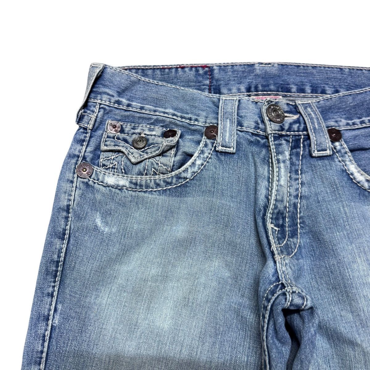 True Religion True Religion Joey Big T Distressed Denim Flare Jeans Size US 31 - 4 Thumbnail