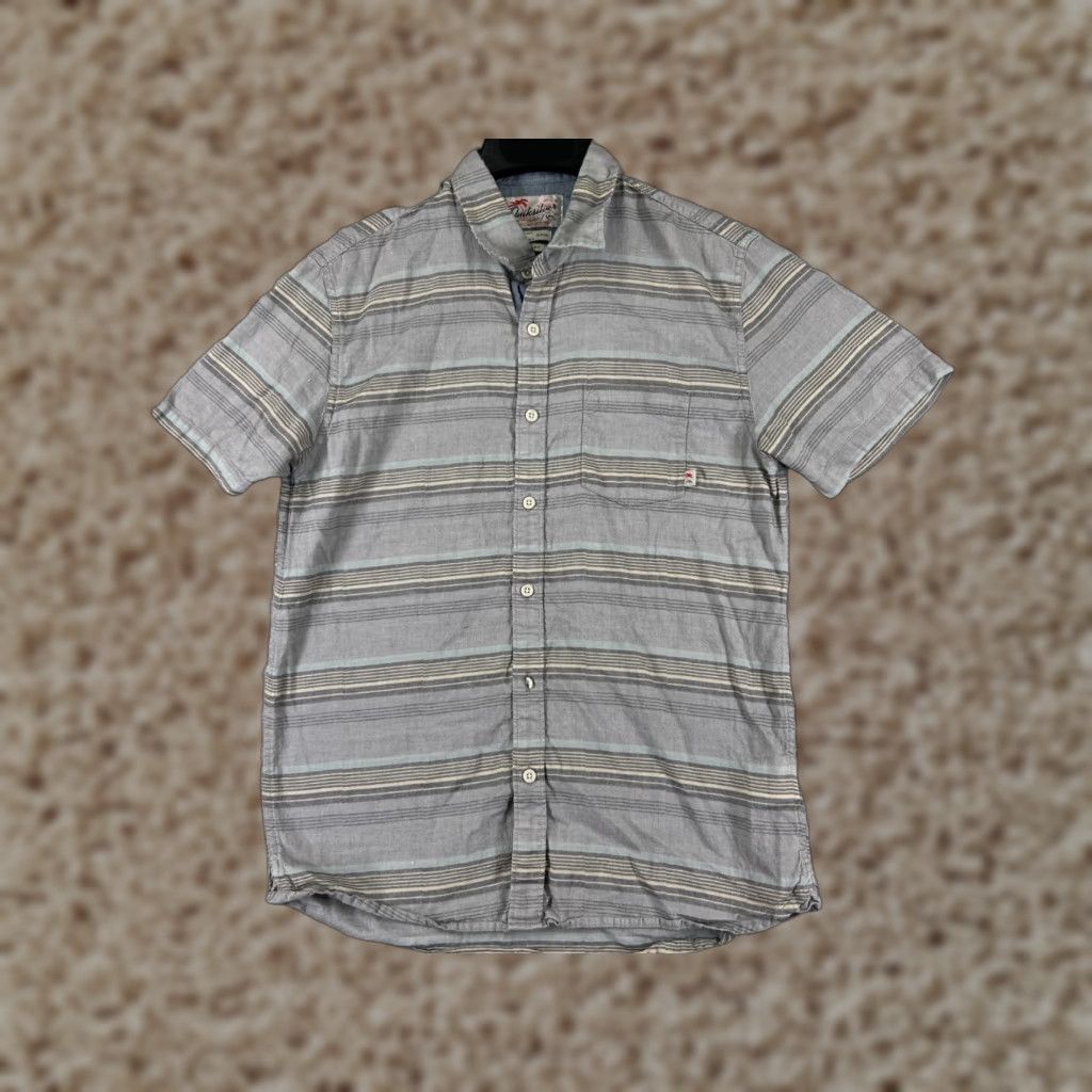 Quiksilver Quiksilver Shirt Mens Small Gray Stripe Button Up Pocket Modern Fit Skate Surf Size US S / EU 44-46 / 1 - 1 Thumbnail