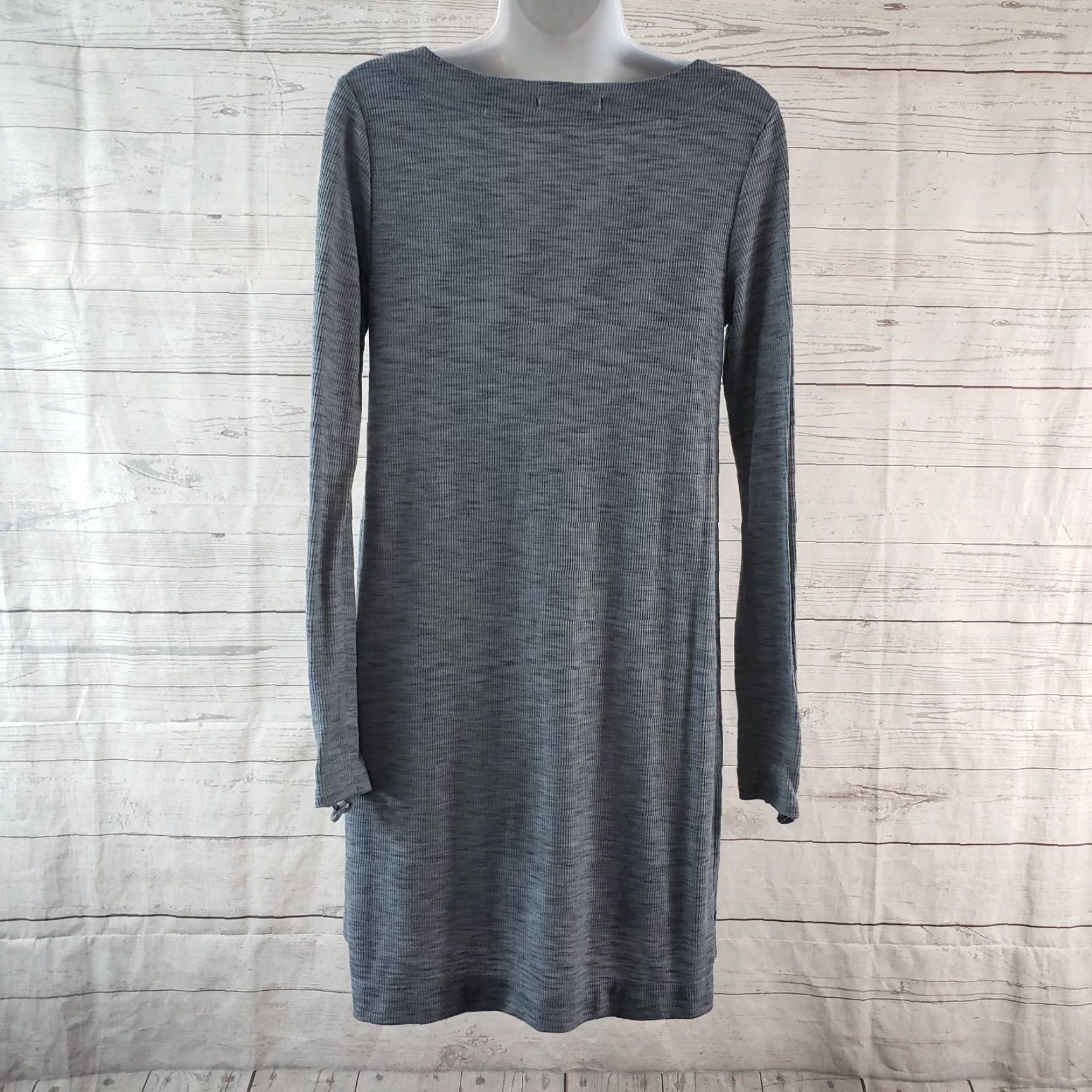 Anthropologie Pure + Good Womens Cowl Neck Tunic Dress XS Blue Ribbed – Tunic, Short Dress, Long Sleeve, Polyester Blend Size XS / US 0-2 / IT 36-38 - 5 Thumbnail